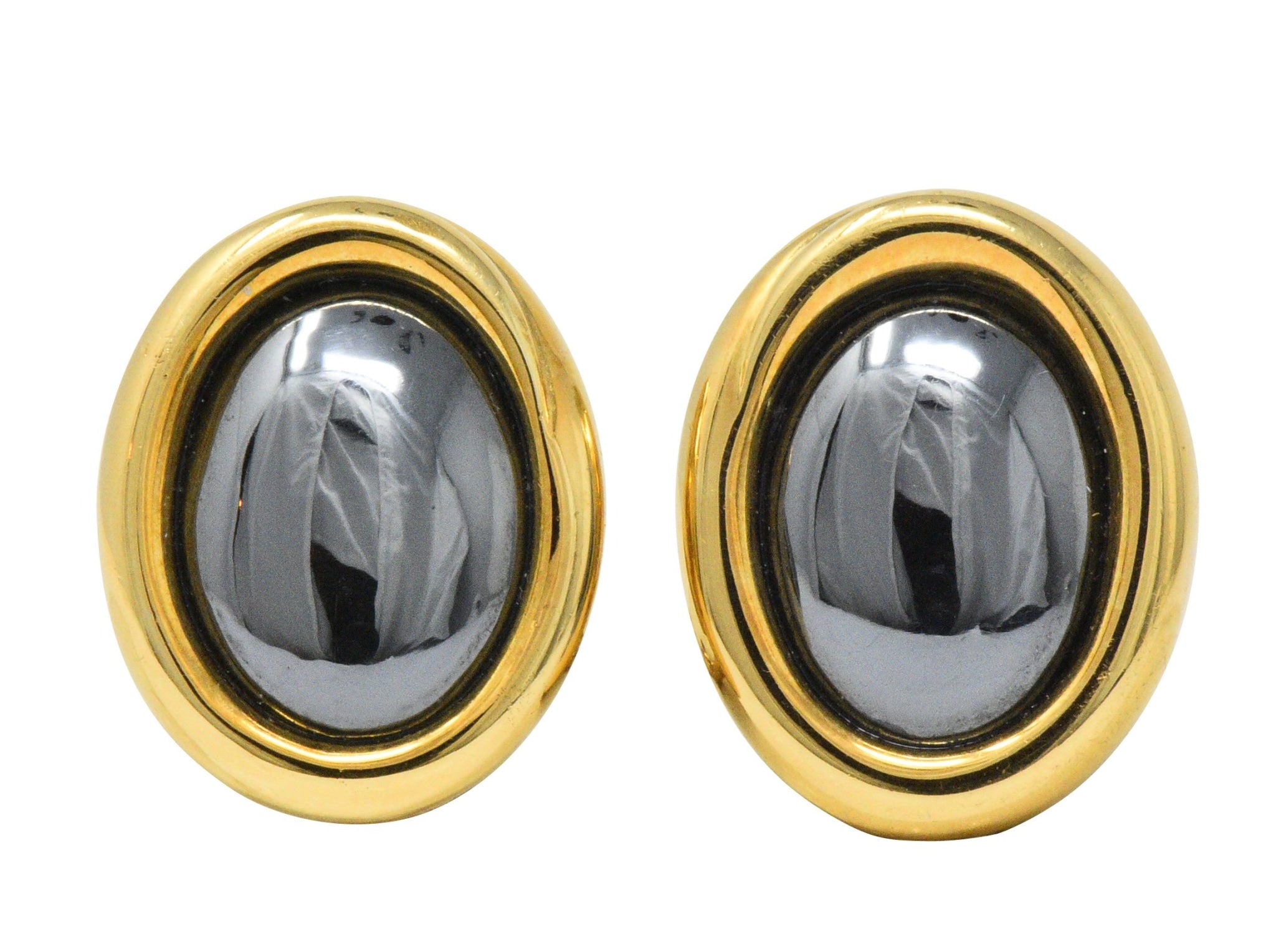 Angela Cummings Tiffany & Co. Hematite 18 Karat Gold Ear-Clips Earrings Wilson's Estate Jewelry