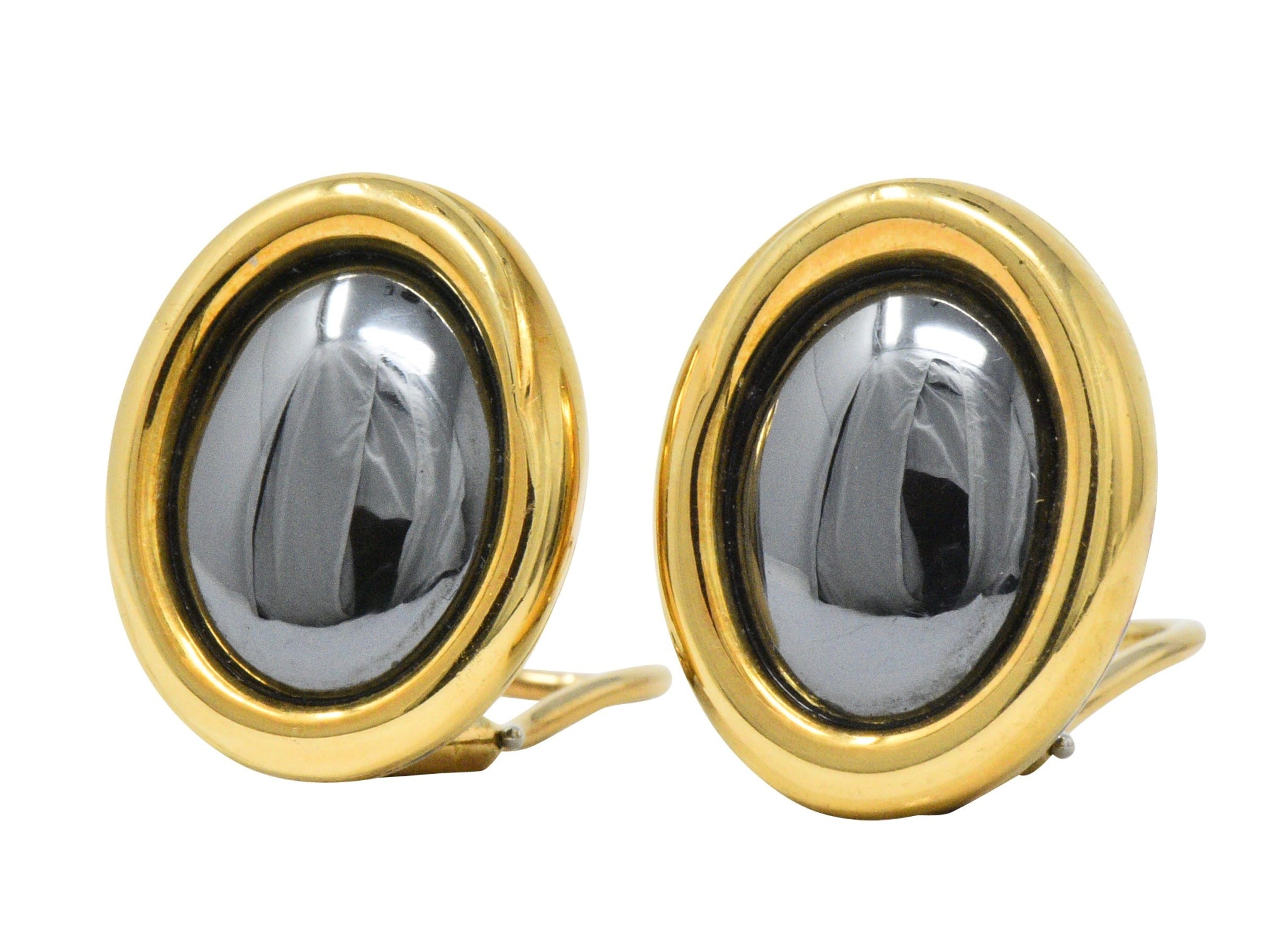 Angela Cummings Tiffany & Co. Hematite 18 Karat Gold Ear-Clips Earrings Wilson's Estate Jewelry