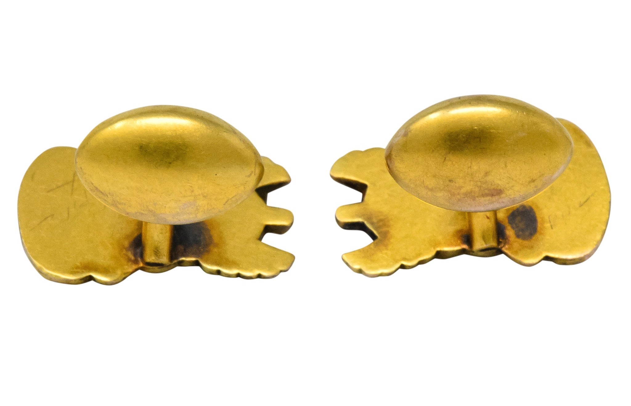 Antique 10 Karat Gold Norse Valkyrie Goddess Men's Cufflinks - Wilson's Estate Jewelry