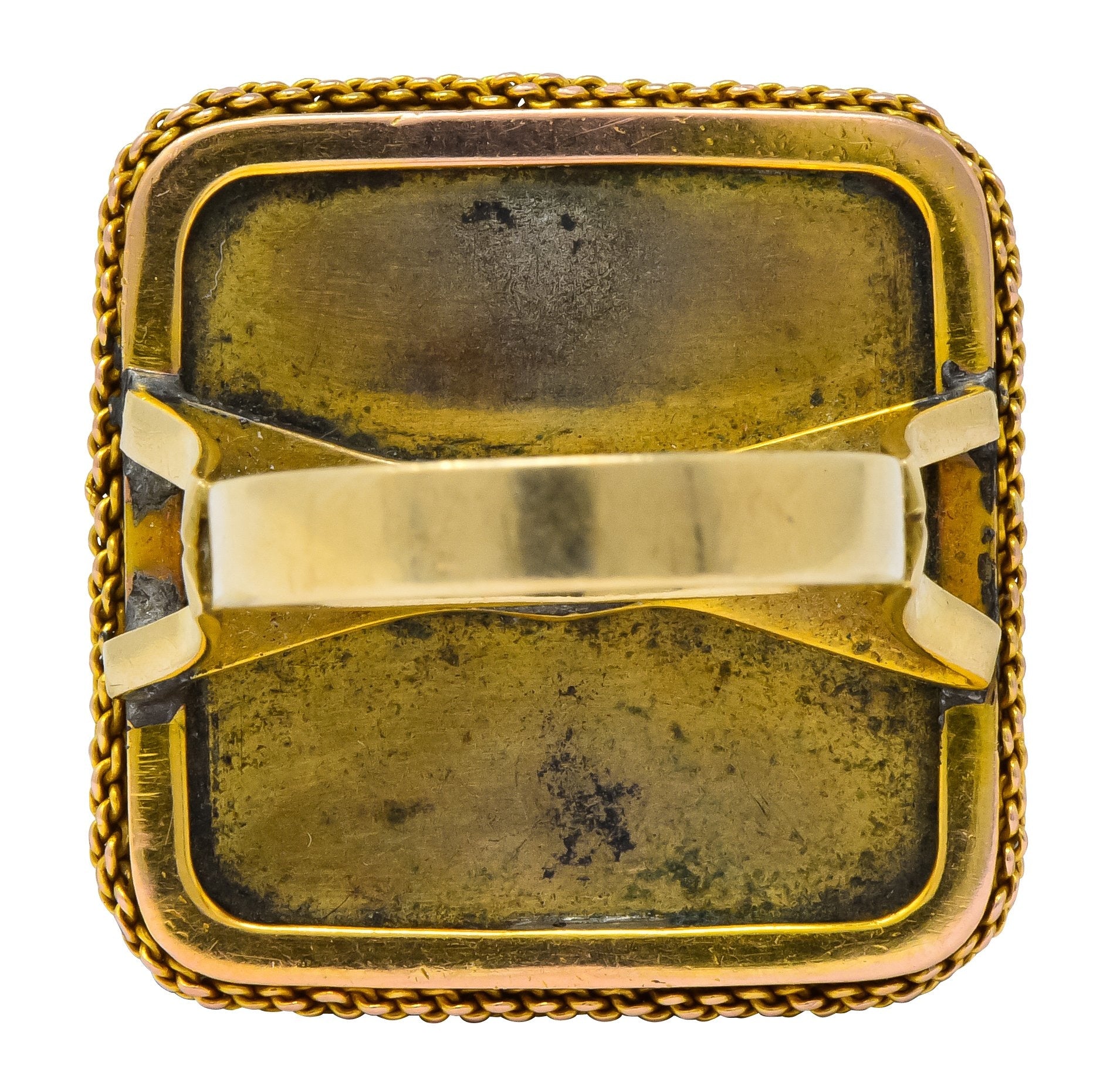 Antique Victorian 14 Karat Gold Copper Shakudō Ocean Ship Ring - Wilson's Estate Jewelry