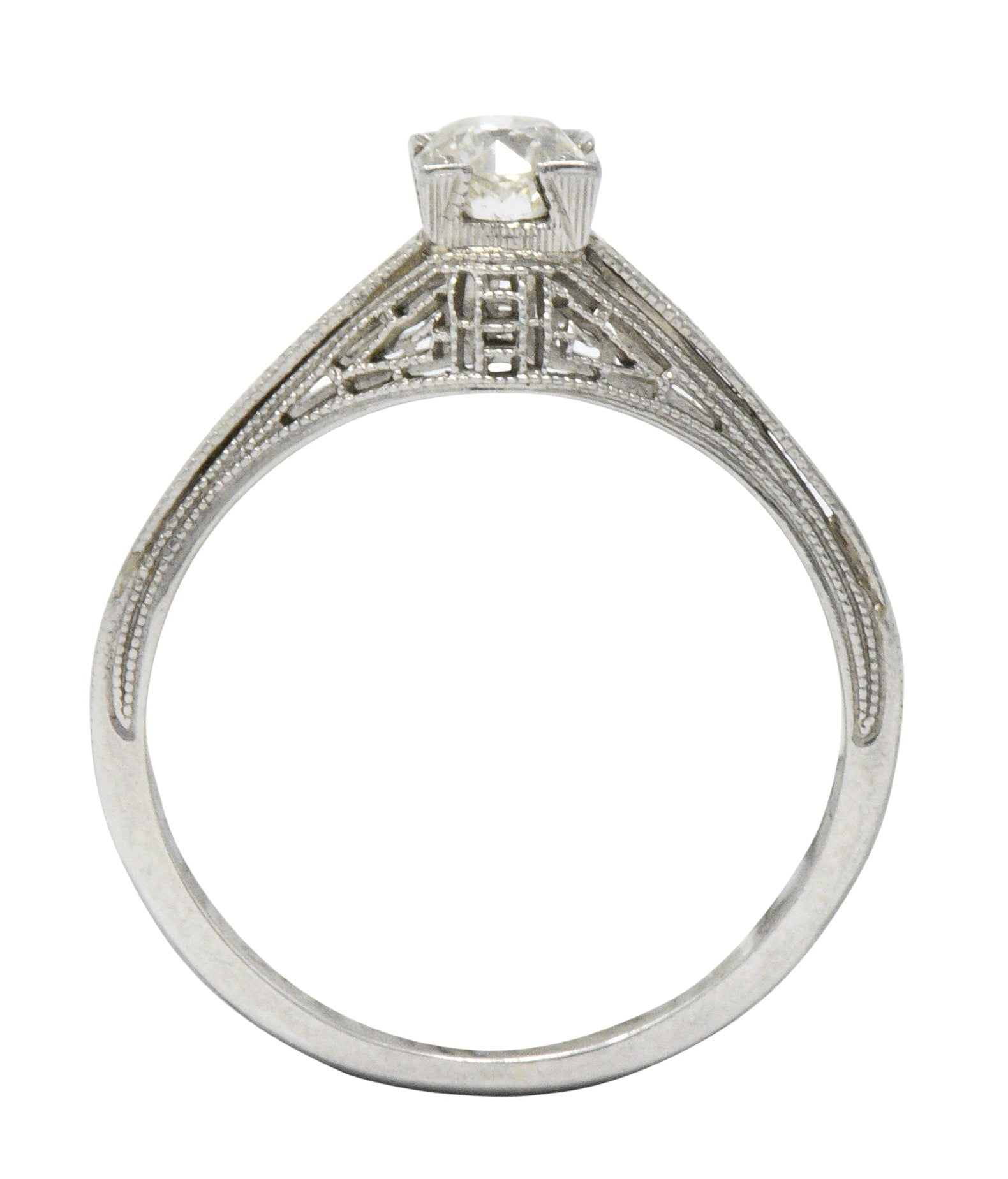 Art Deco 0.27 CTW Diamond 18 Karat White Gold Engagement Ring Wilson's Estate Jewelry