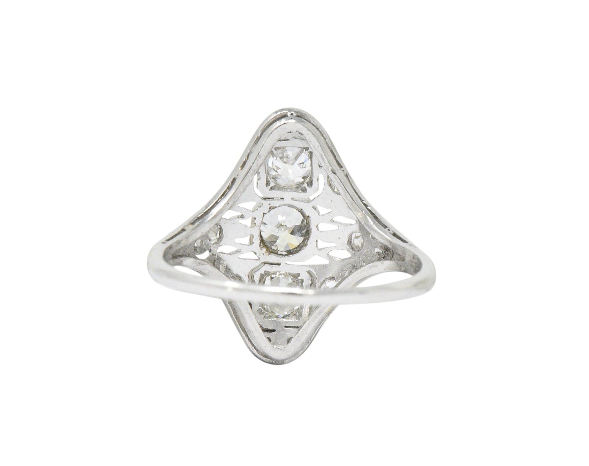 Art Deco 0.93 CTW Old European Cut Diamond Platinum Dinner Ring Wilson's Estate Jewelry