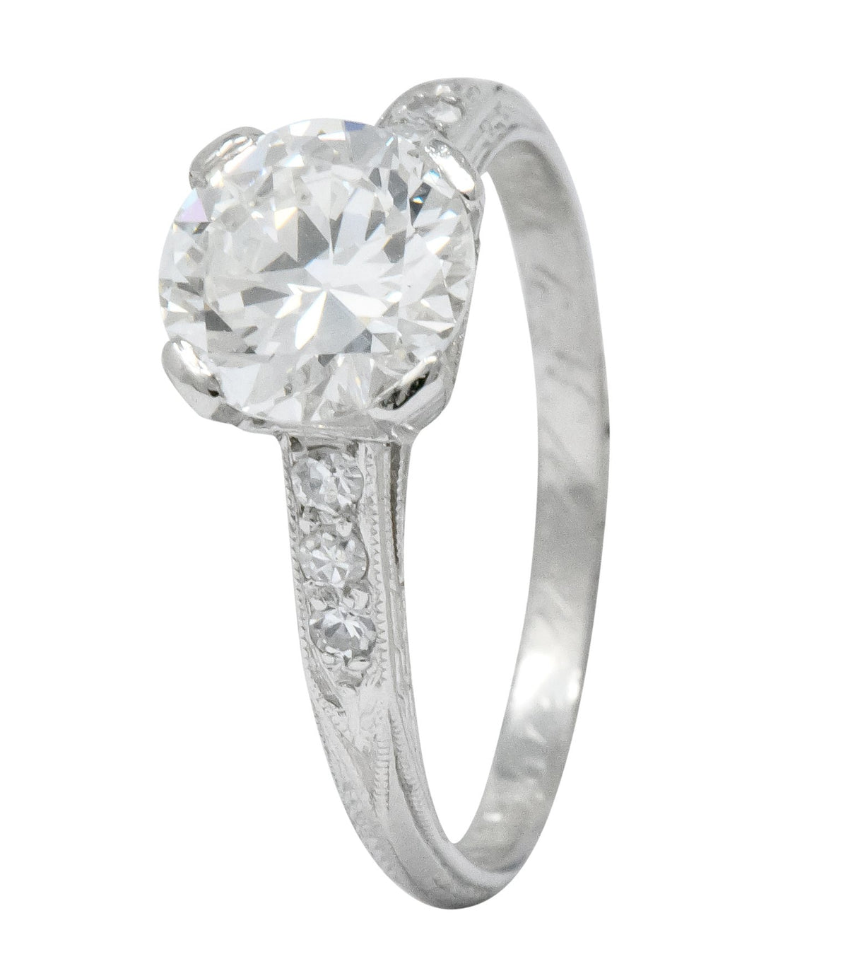 Art Deco 1.20 CTW Transitional Cut Diamond Platinum Engagement Ring GIA - Wilson's Estate Jewelry