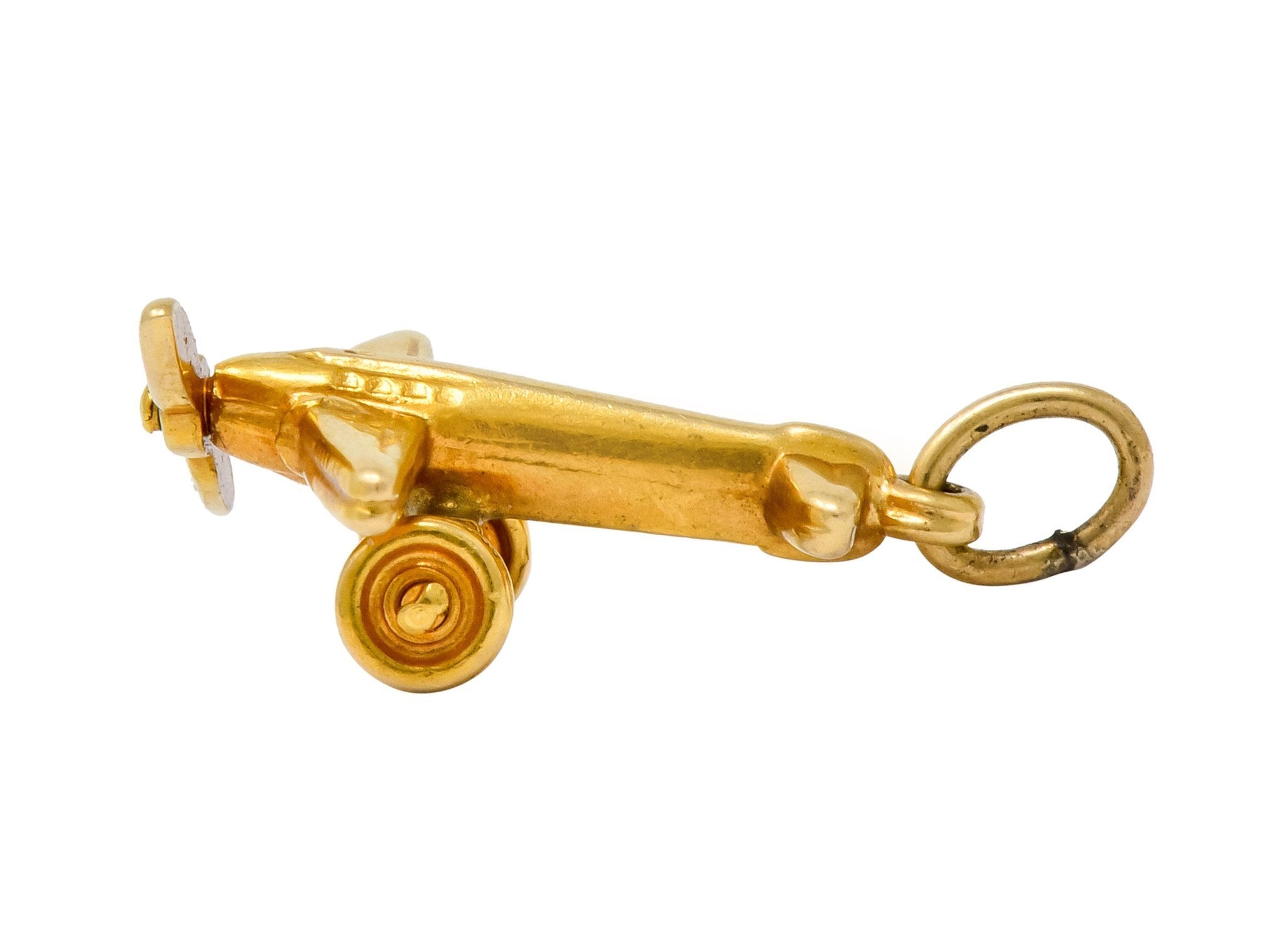 Art Deco Articulated 14 Karat Gold Propeller Plane Charm Circa 1930 - Wilson's Estate Jewelry