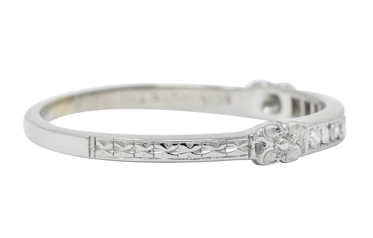 Art Deco Diamond 18 Karat White Gold Anniversary Band Ring - Wilson's Estate Jewelry