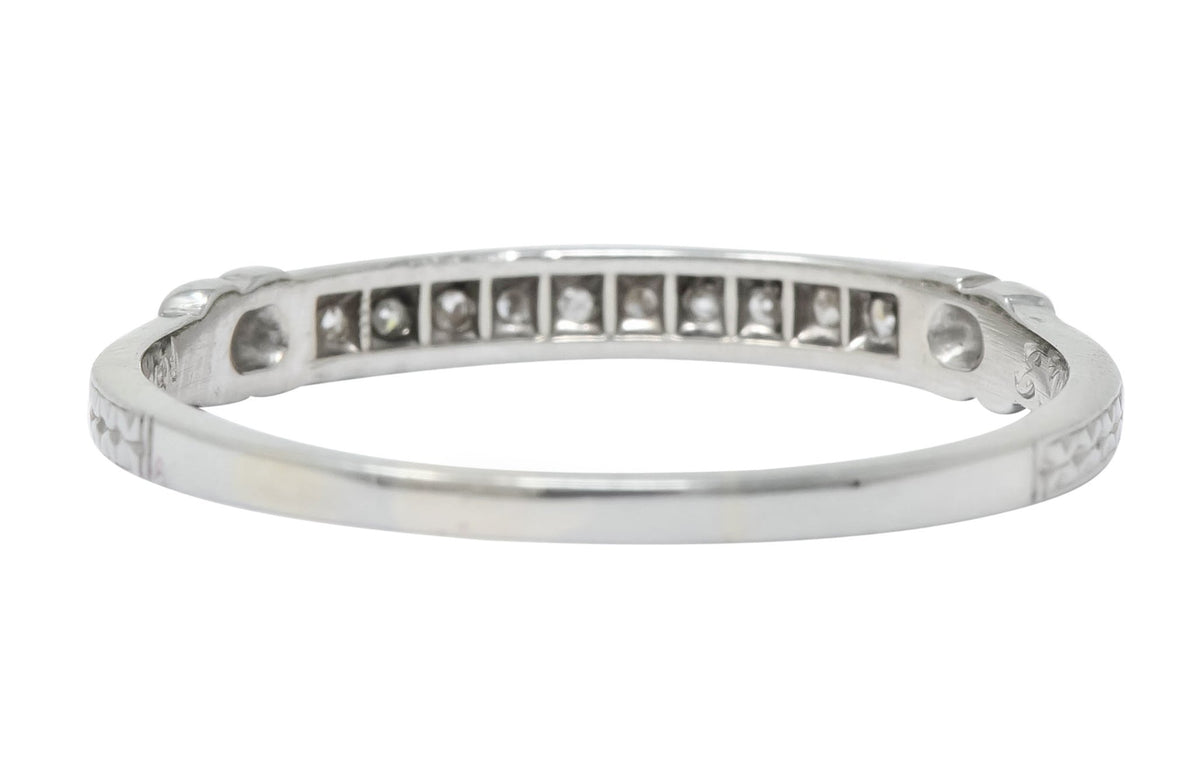 Art Deco Diamond 18 Karat White Gold Anniversary Band Ring - Wilson's Estate Jewelry
