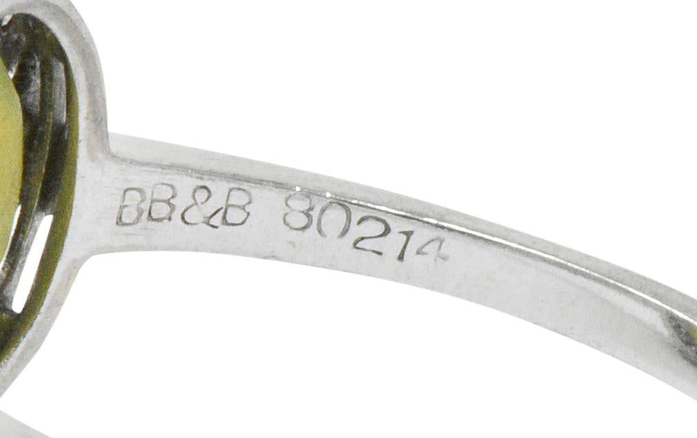 Bailey Banks & Biddle 2.30 CTW Cat’s Eye Chrysoberyl Diamond Platinum Halo Ring Wilson's Estate Jewelry