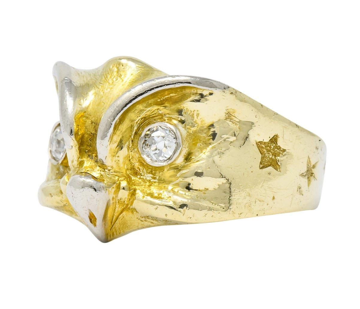 Bailey Banks & Biddle Victorian Diamond 14 Karat Gold Owl Ring - Wilson's Estate Jewelry