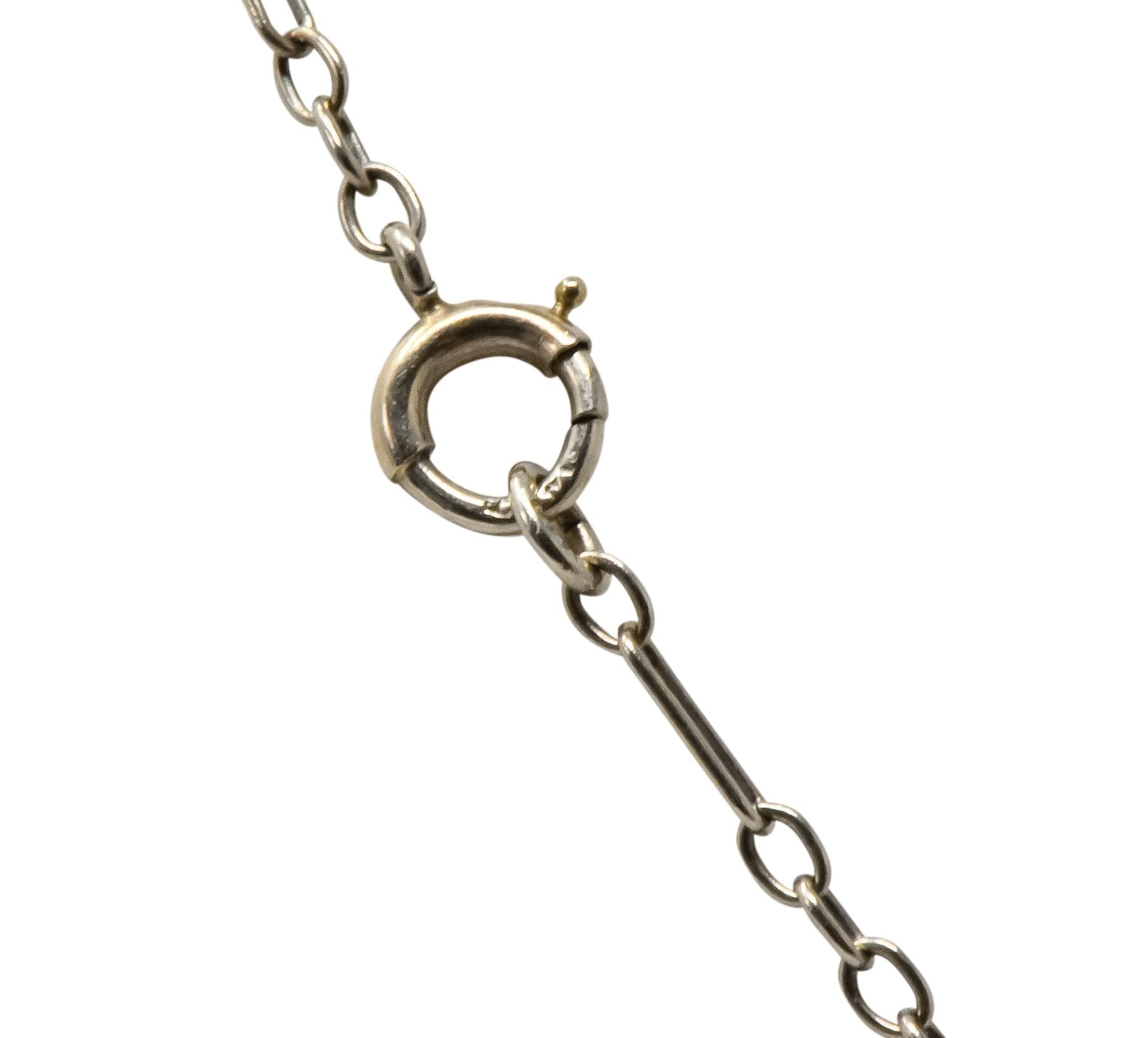 Balogh Art Deco Camphor Glass Diamond 14 Karat White Gold Necklace - Wilson's Estate Jewelry