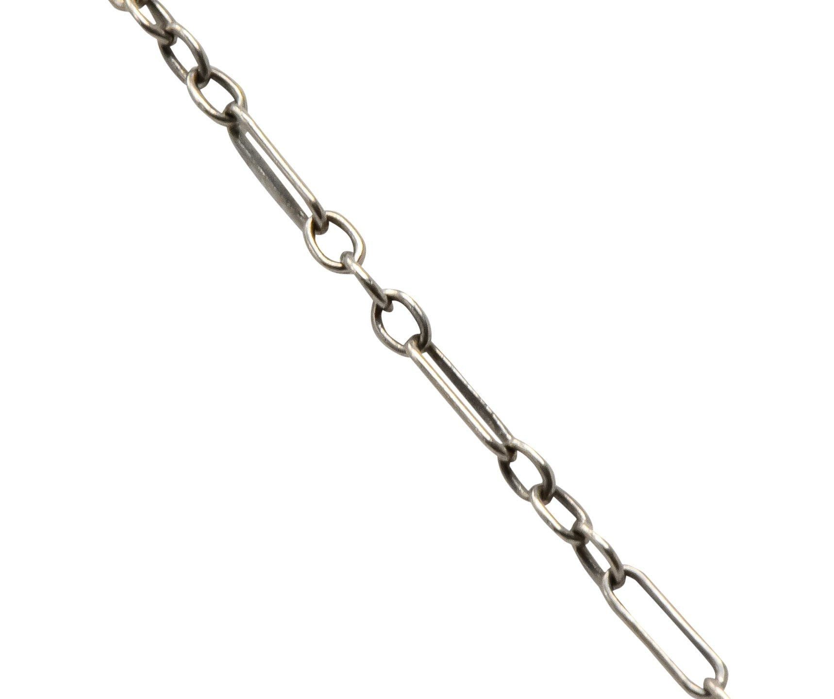 Balogh Art Deco Camphor Glass Diamond 14 Karat White Gold Necklace - Wilson's Estate Jewelry