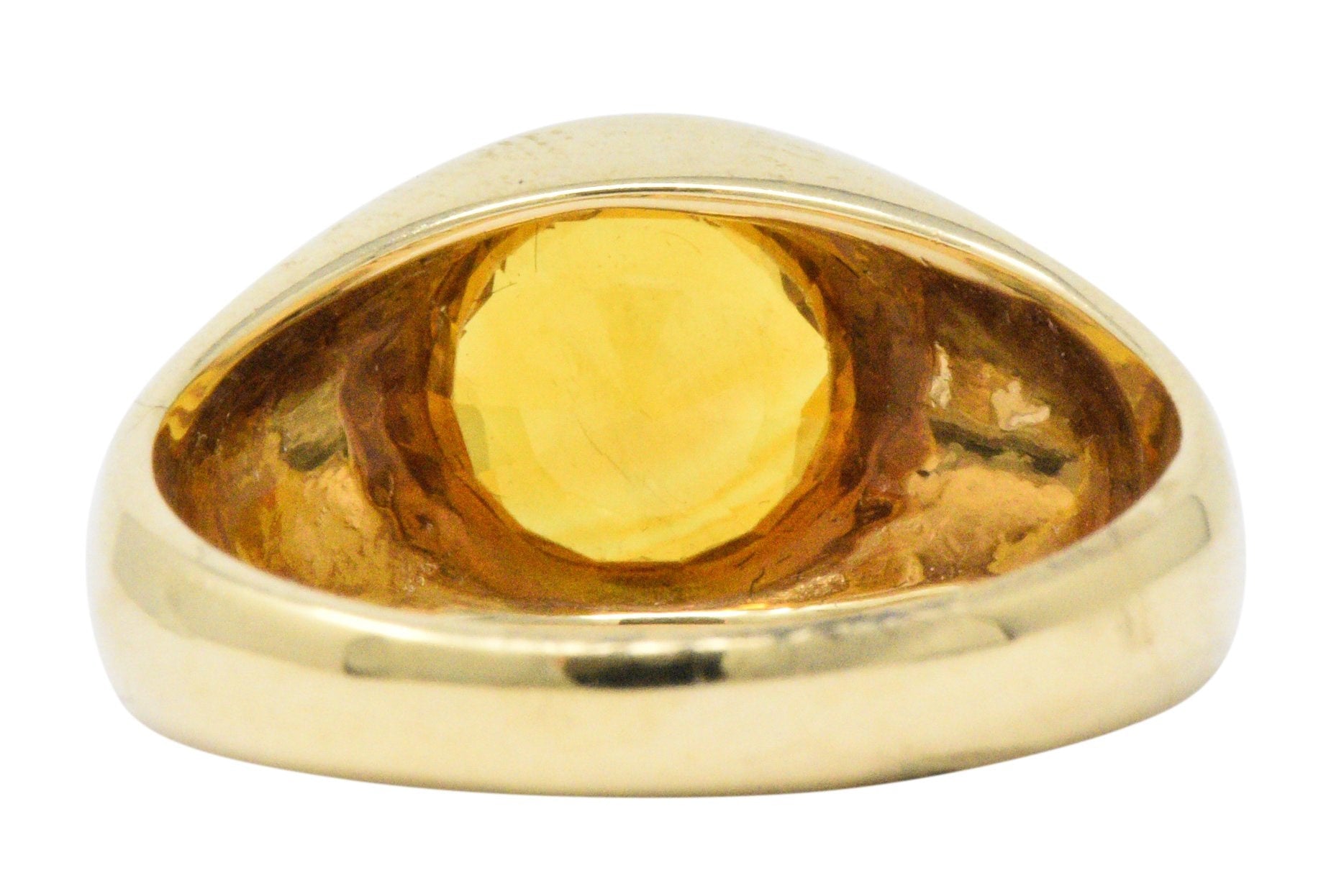 Bright 2.20 CTS Orange Sapphire & 18K Gold Men's Ring Wilson's Estate Jewelry