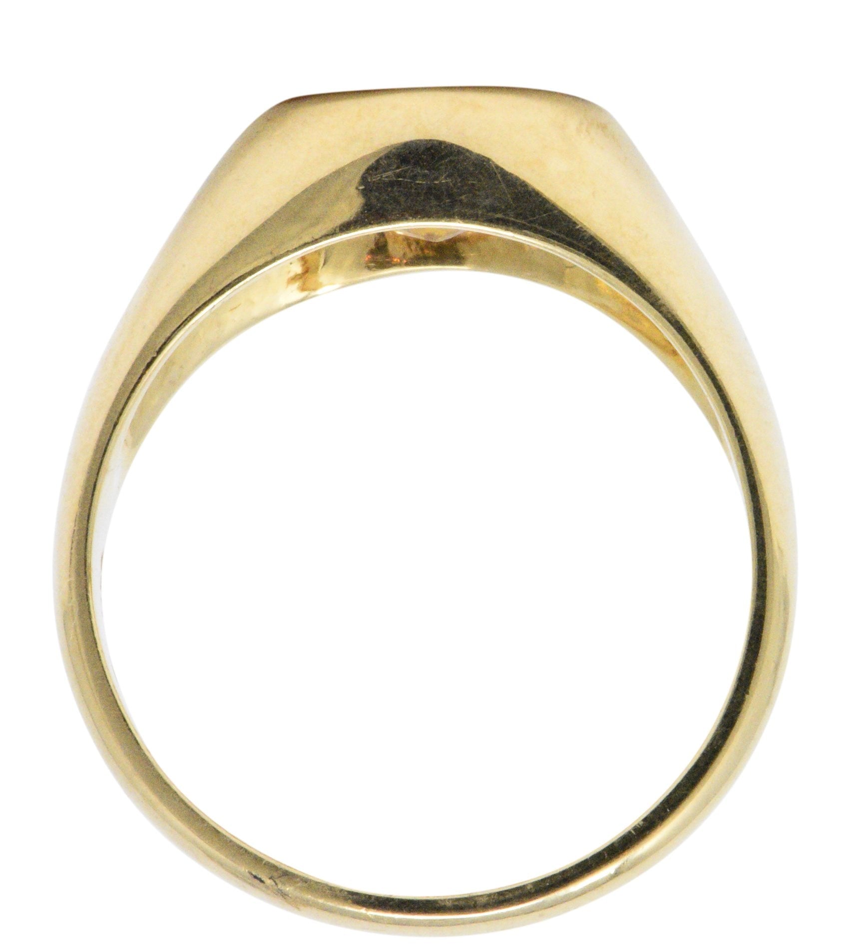 Bright 2.20 CTS Orange Sapphire & 18K Gold Men's Ring Wilson's Estate Jewelry