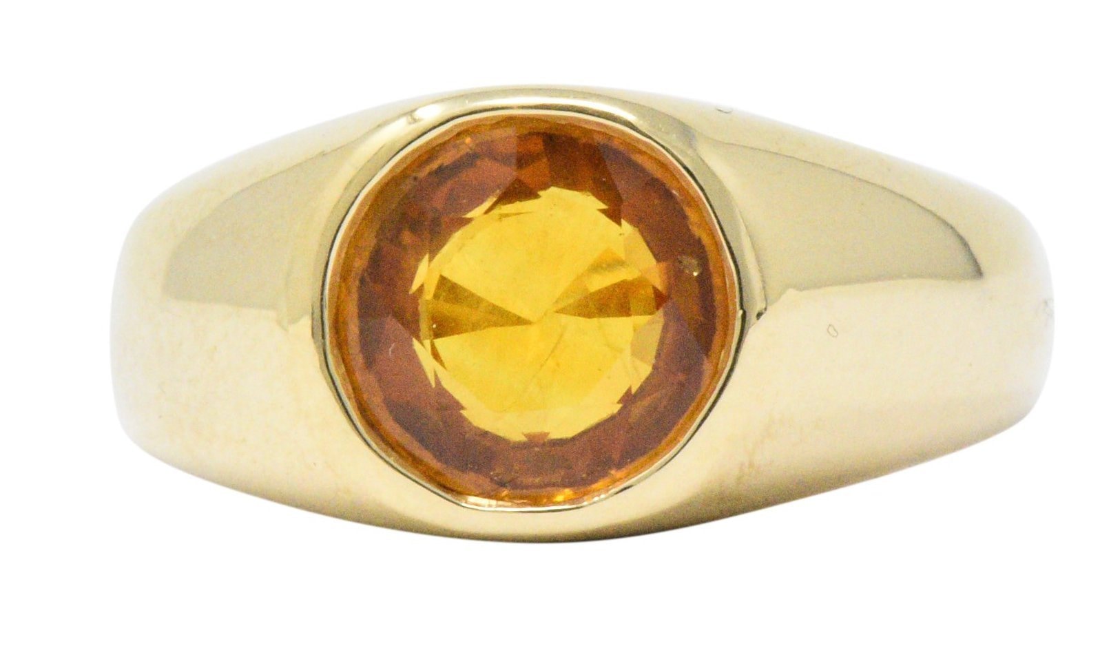 Bright 2.20 CTS Orange Sapphire & 18K Gold Men's Ring Wilson's Estate Jewelry