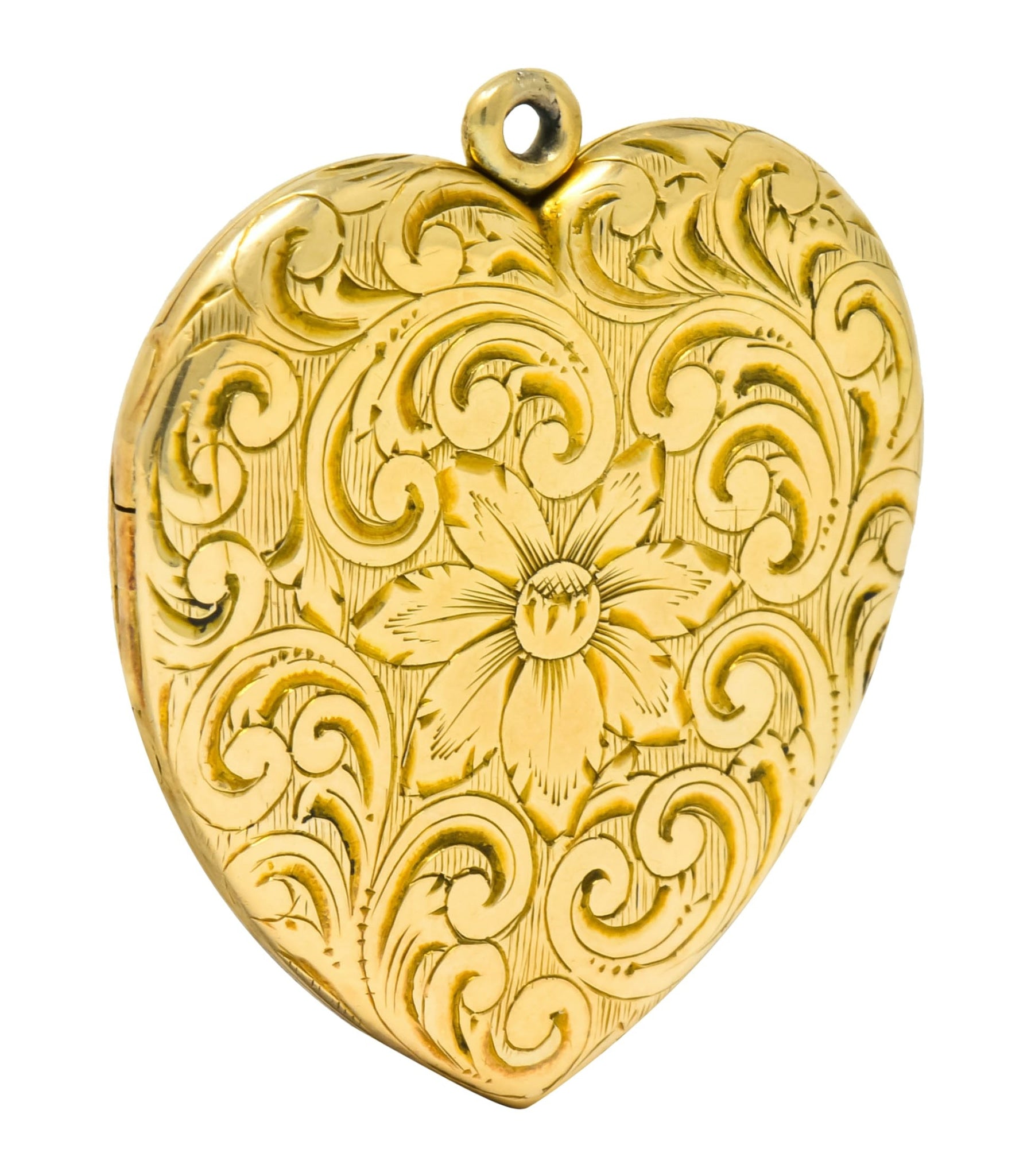 Carrington Co. Art Nouveau 14 Karat Gold Locket Floral Locket Pendant Circa 1900 - Wilson's Estate Jewelry
