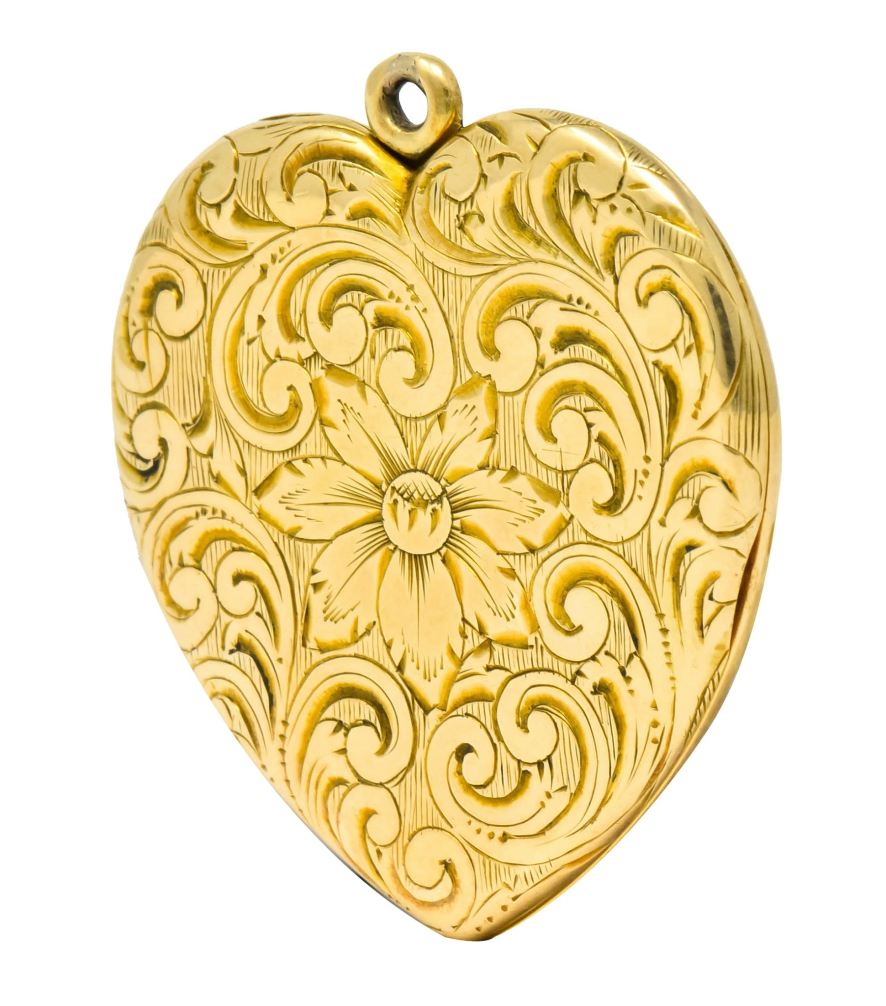 Carrington Co. Art Nouveau 14 Karat Gold Locket Floral Locket Pendant Circa 1900 - Wilson's Estate Jewelry