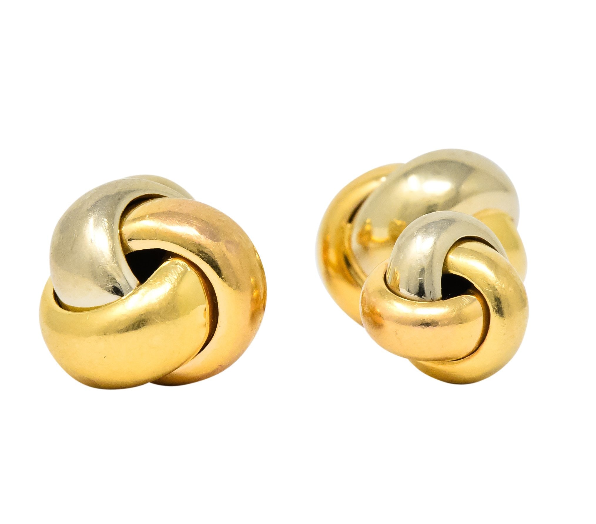 Cartier 18 Karat Tri-Color Gold Trinity Cufflinks - Wilson's Estate Jewelry