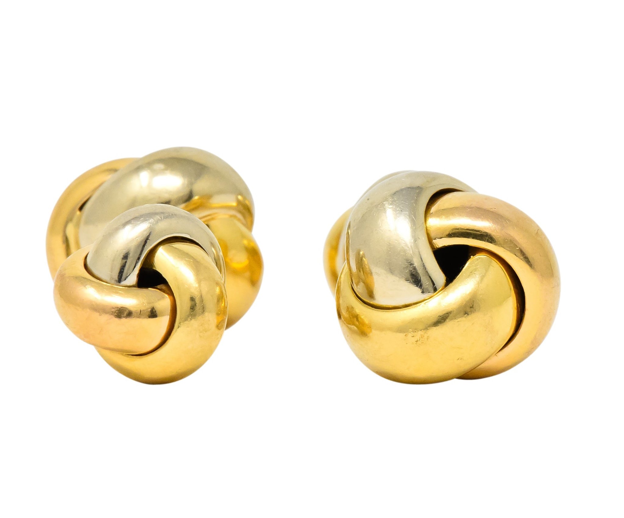 Cartier 18 Karat Tri-Color Gold Trinity Cufflinks - Wilson's Estate Jewelry