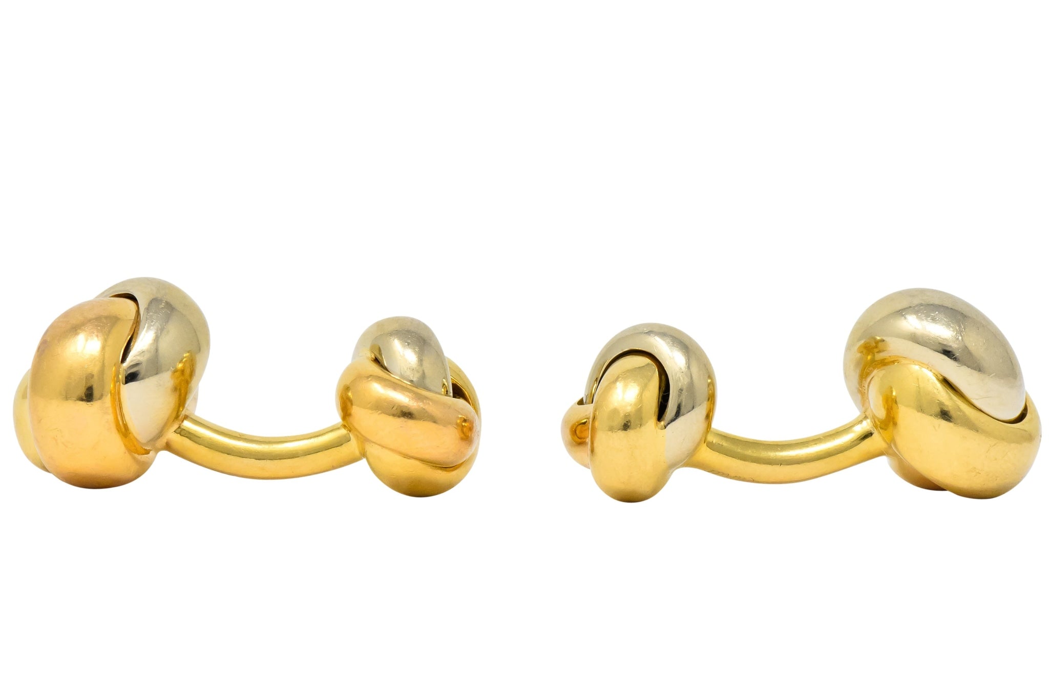 Cartier 18 Karat Tri-Color Gold Trinity Cufflinks - Wilson's Estate Jewelry