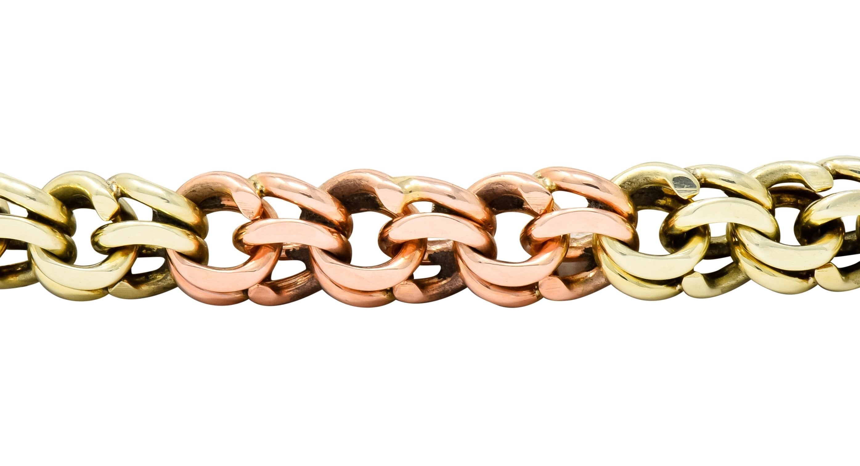 Cartier Retro 14 Karat Tri-Colored Gold Charm Bracelet - Wilson's Estate Jewelry