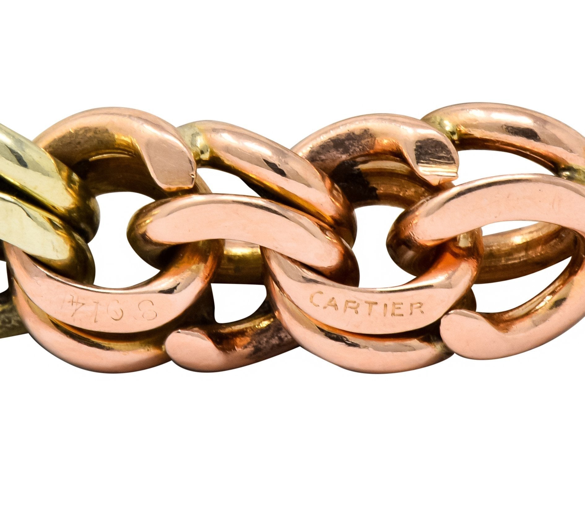 Cartier Retro 14 Karat Tri-Colored Gold Charm Bracelet - Wilson's Estate Jewelry