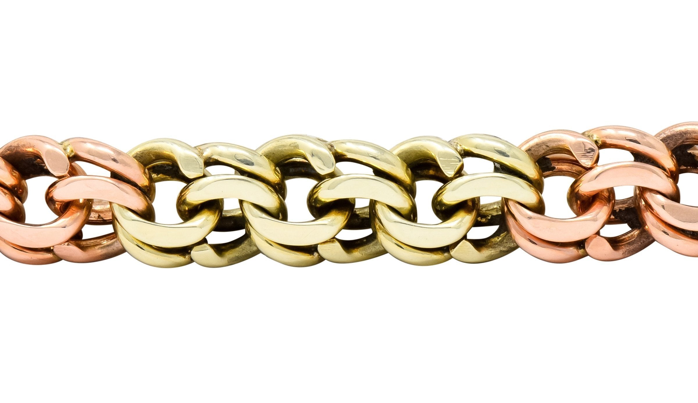 Cartier Retro 14 Karat Tri-Colored Gold Charm Bracelet - Wilson's Estate Jewelry