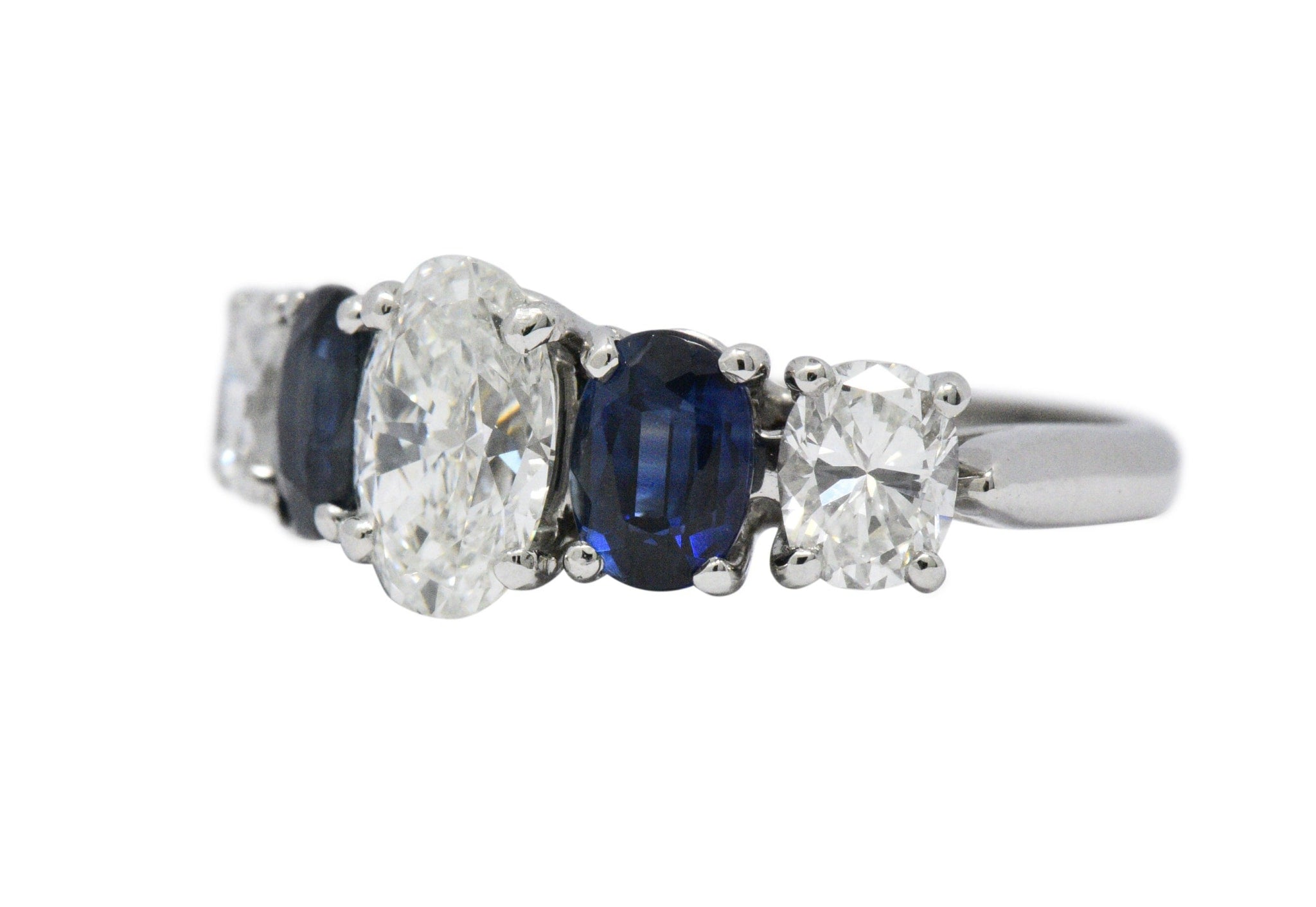 Contemporary 2.90 CTW Diamond Sapphire And Platinum Ring GIA Wilson's Estate Jewelry