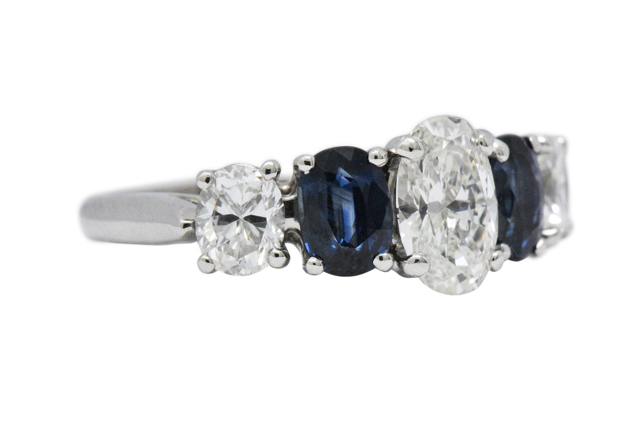 Contemporary 2.90 CTW Diamond Sapphire And Platinum Ring GIA Wilson's Estate Jewelry