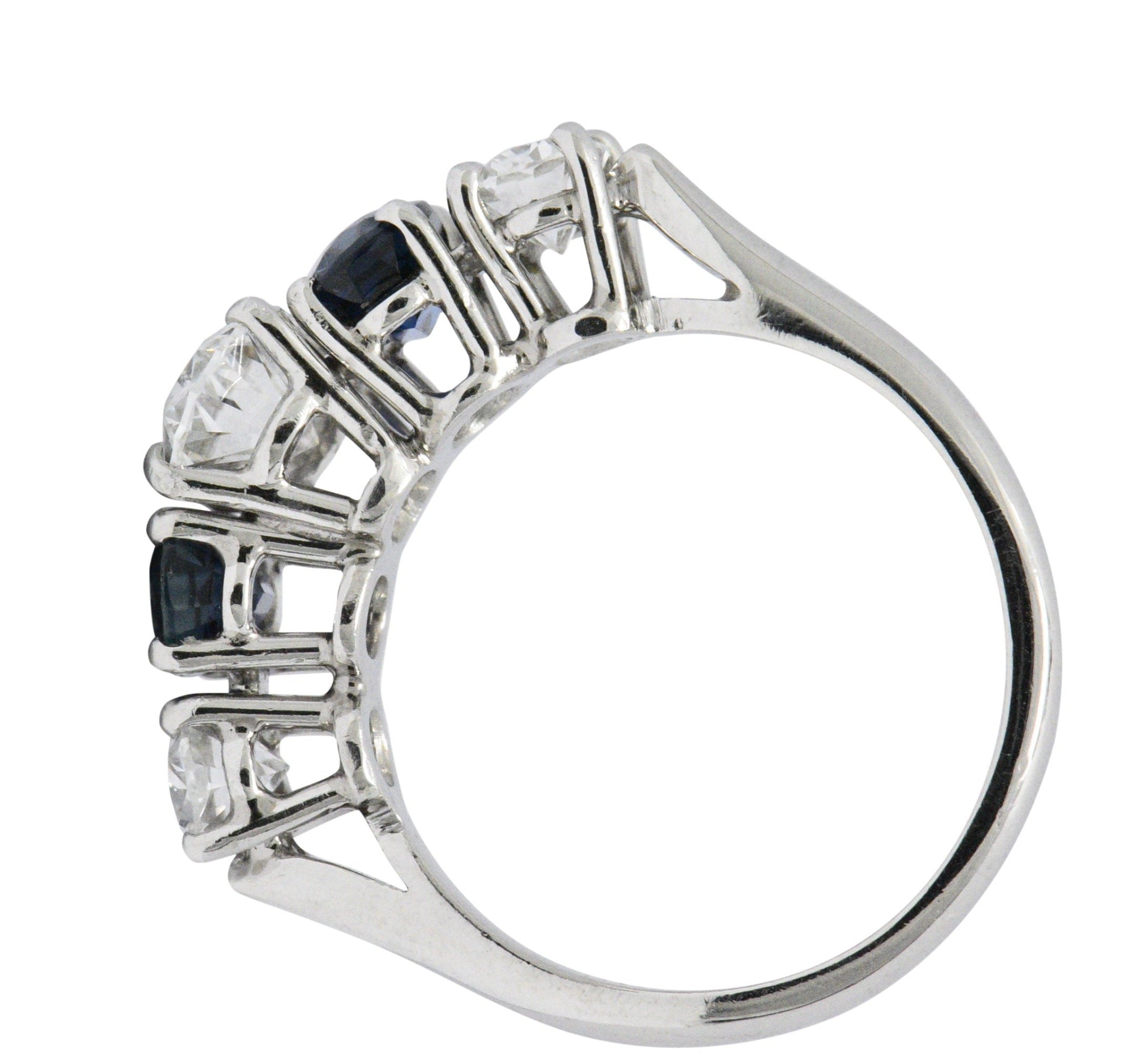 Contemporary 2.90 CTW Diamond Sapphire And Platinum Ring GIA Wilson's Estate Jewelry