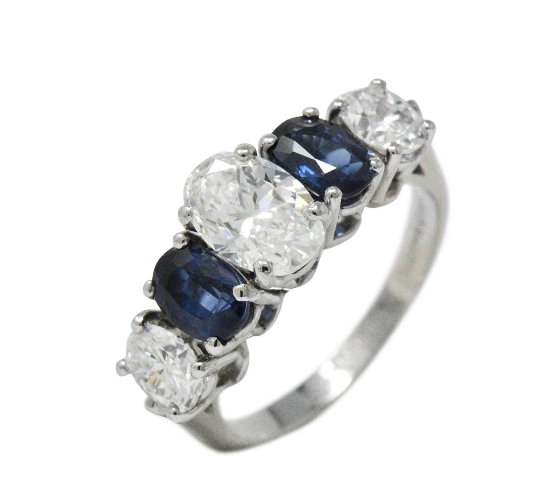Contemporary 2.90 CTW Diamond Sapphire And Platinum Ring GIA Wilson's Estate Jewelry