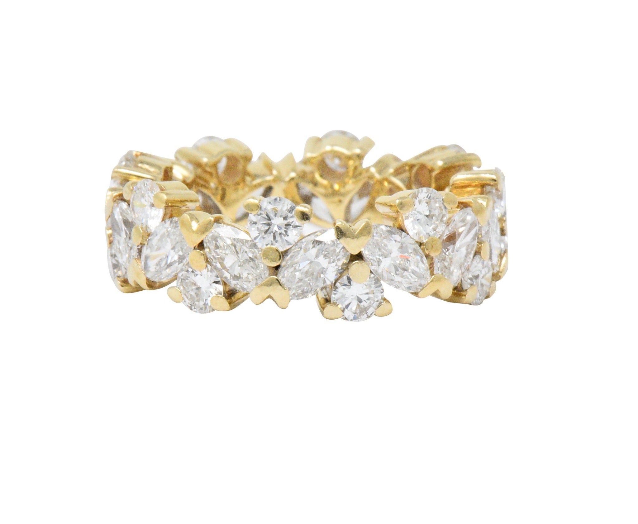 Contemporary 3.65 CTW Diamond 14 Karat Gold Eternity Foliate Band Ring Wilson's Estate Jewelry