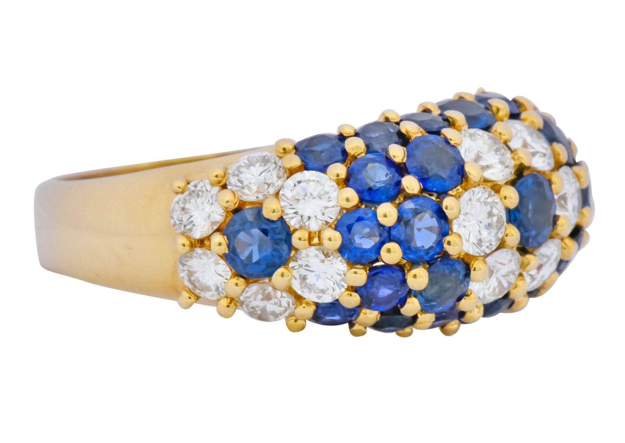 Contemporary 5.06 CTW Sapphire Diamond 18 Karat Gold Bombay Floral Band Ring - Wilson's Estate Jewelry