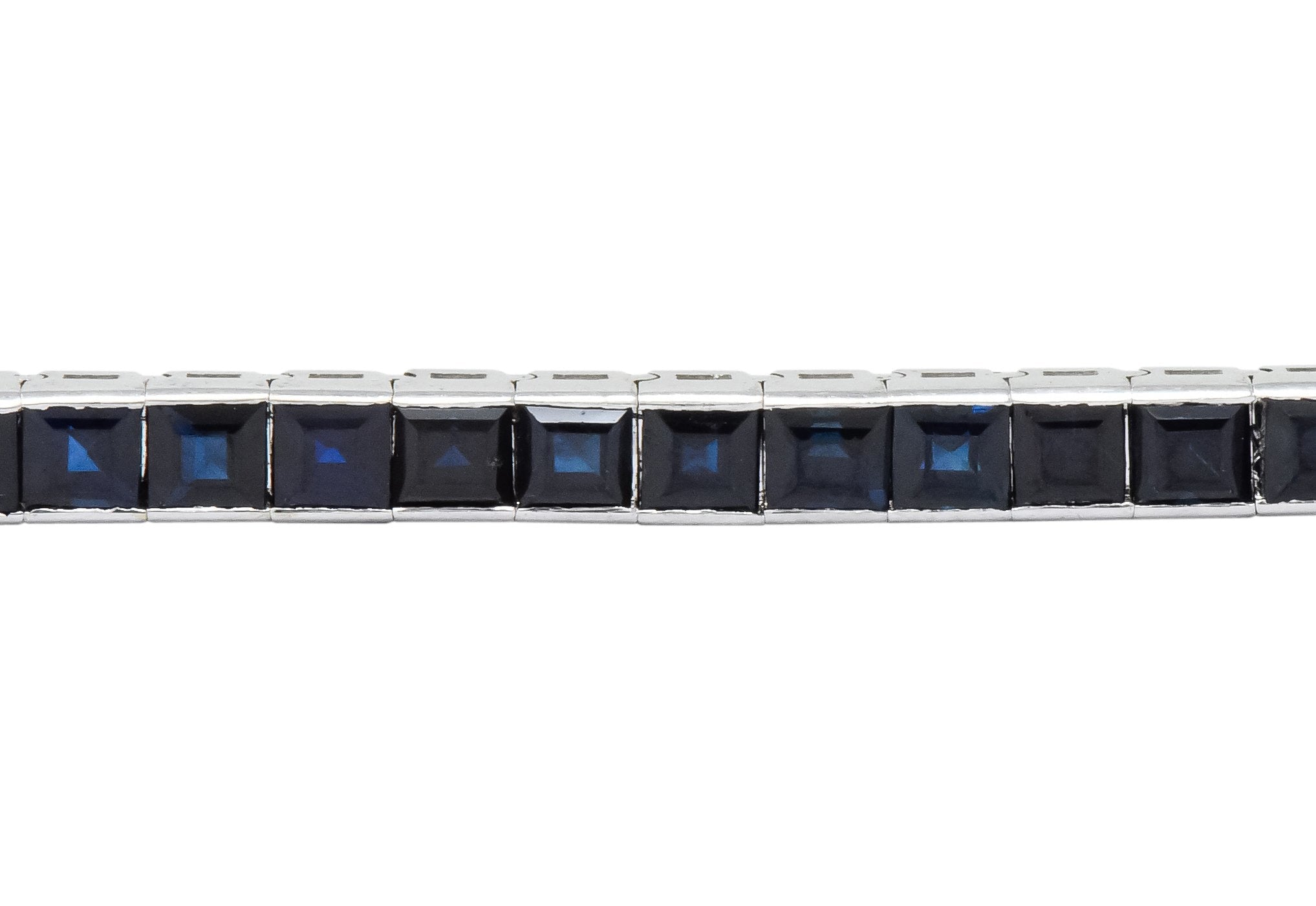 Vintage 9.15 CTW Sapphire 18 Karat White Gold Line Bracelet - Wilson's Estate Jewelry