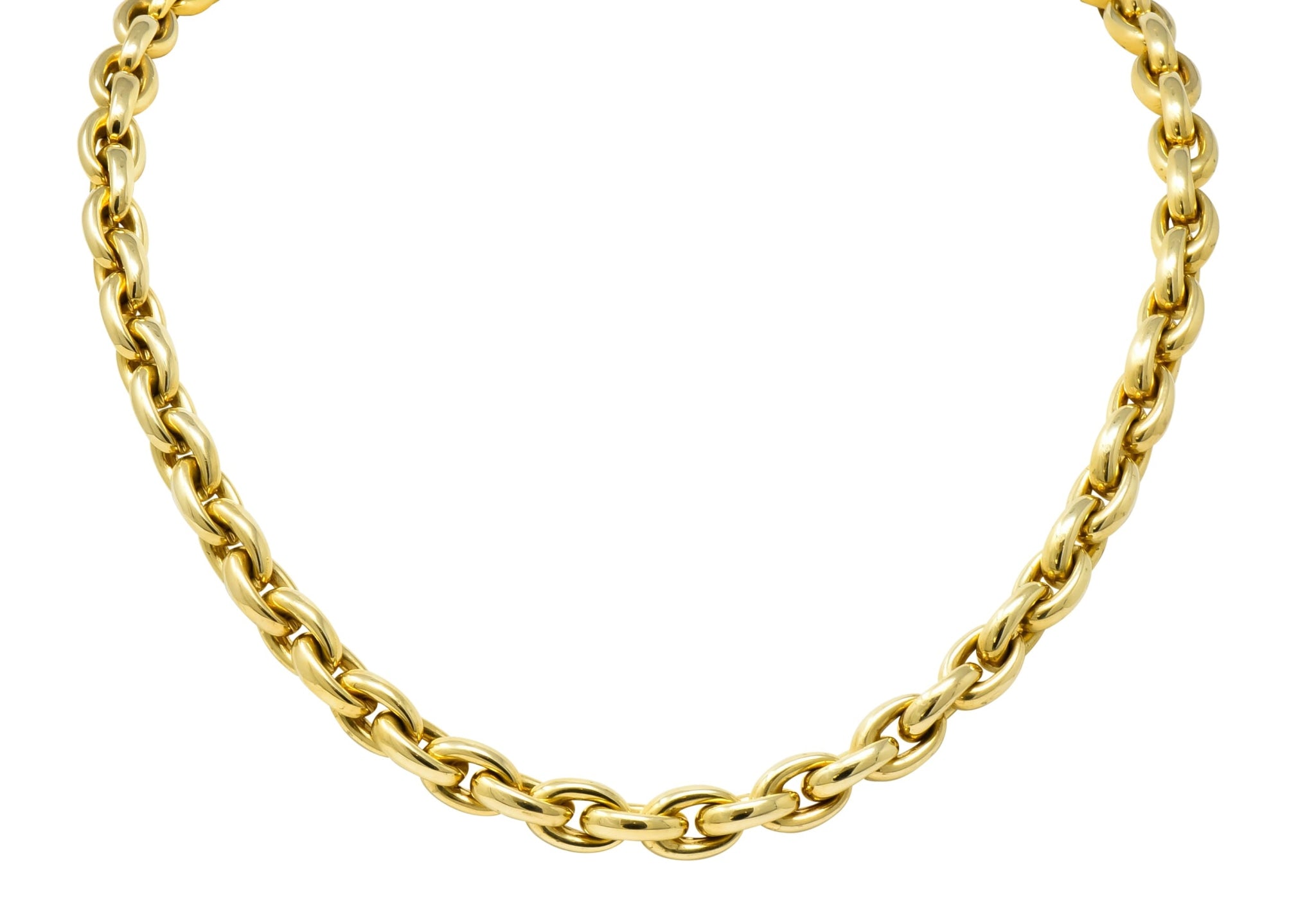Contemporary Italian 14 Karat Yellow Gold Mariner Link Necklace - Wilson's Estate Jewelry