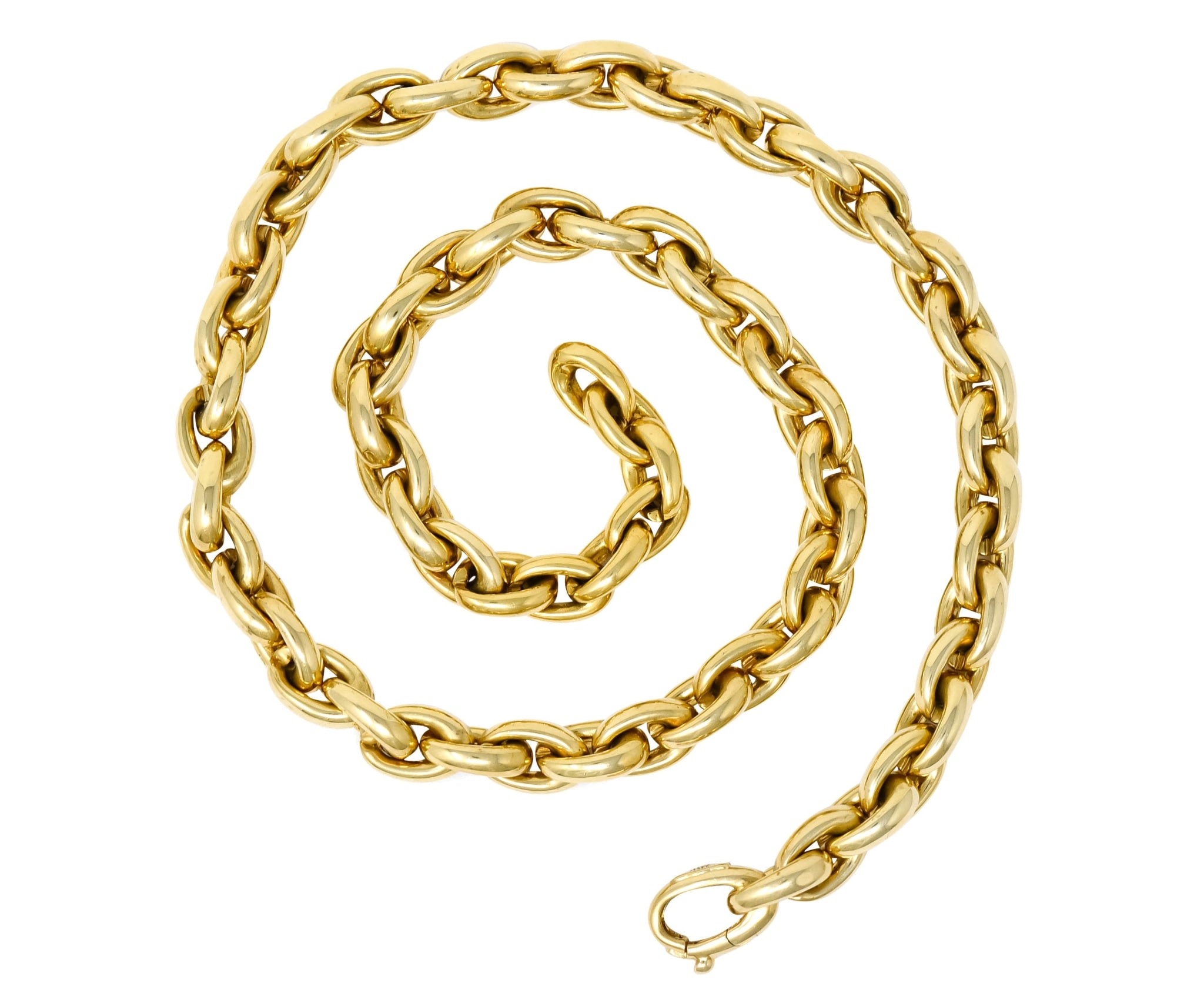 Contemporary Italian 14 Karat Yellow Gold Mariner Link Necklace - Wilson's Estate Jewelry