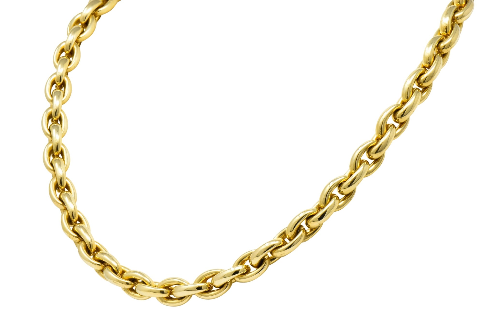 Contemporary Italian 14 Karat Yellow Gold Mariner Link Necklace - Wilson's Estate Jewelry