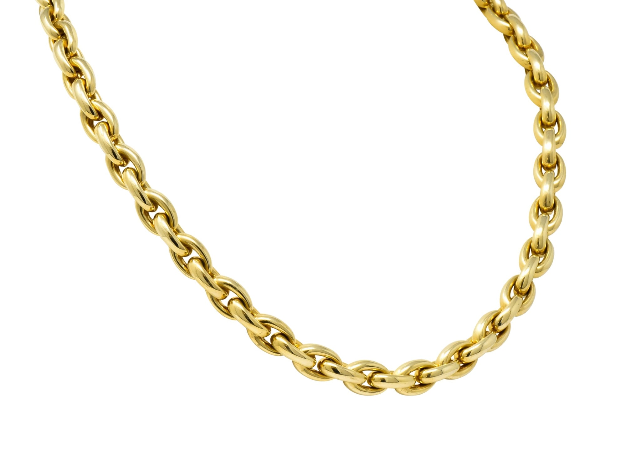 Contemporary Italian 14 Karat Yellow Gold Mariner Link Necklace - Wilson's Estate Jewelry