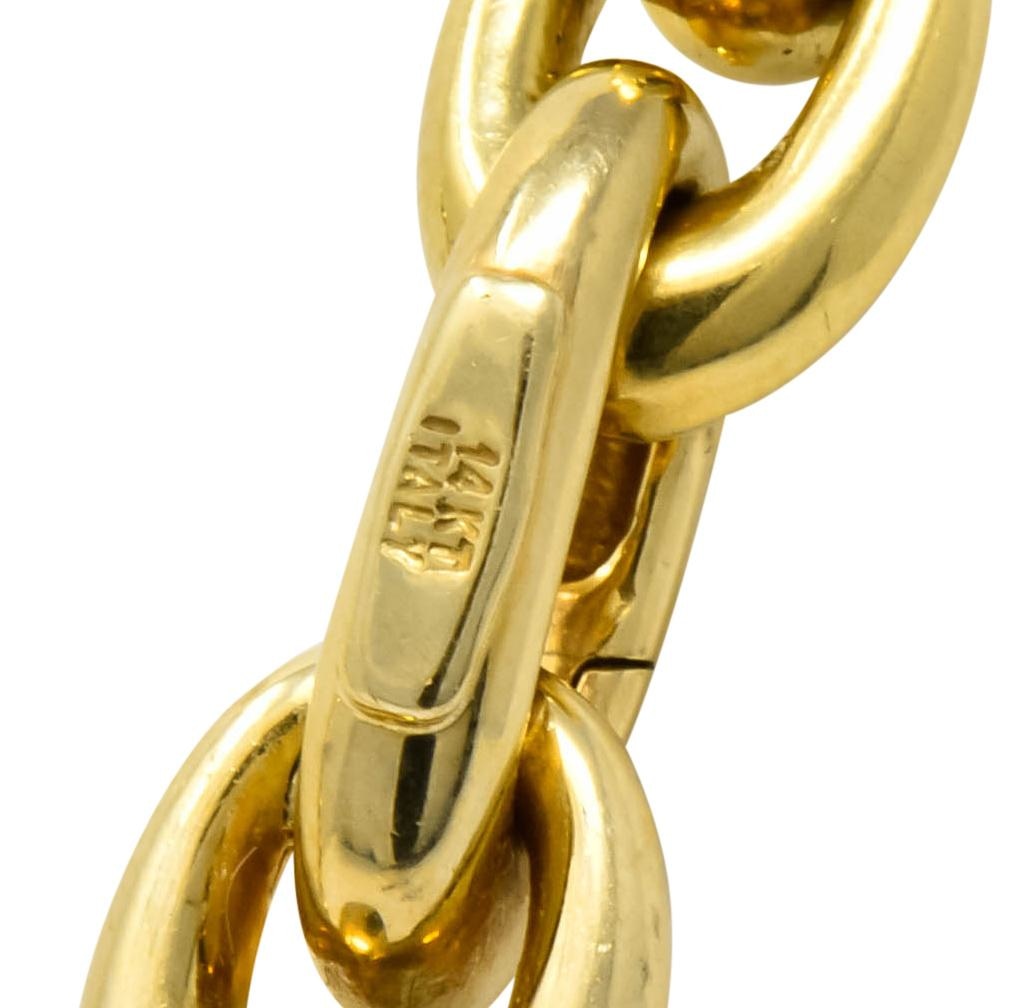 Contemporary Italian 14 Karat Yellow Gold Mariner Link Necklace - Wilson's Estate Jewelry