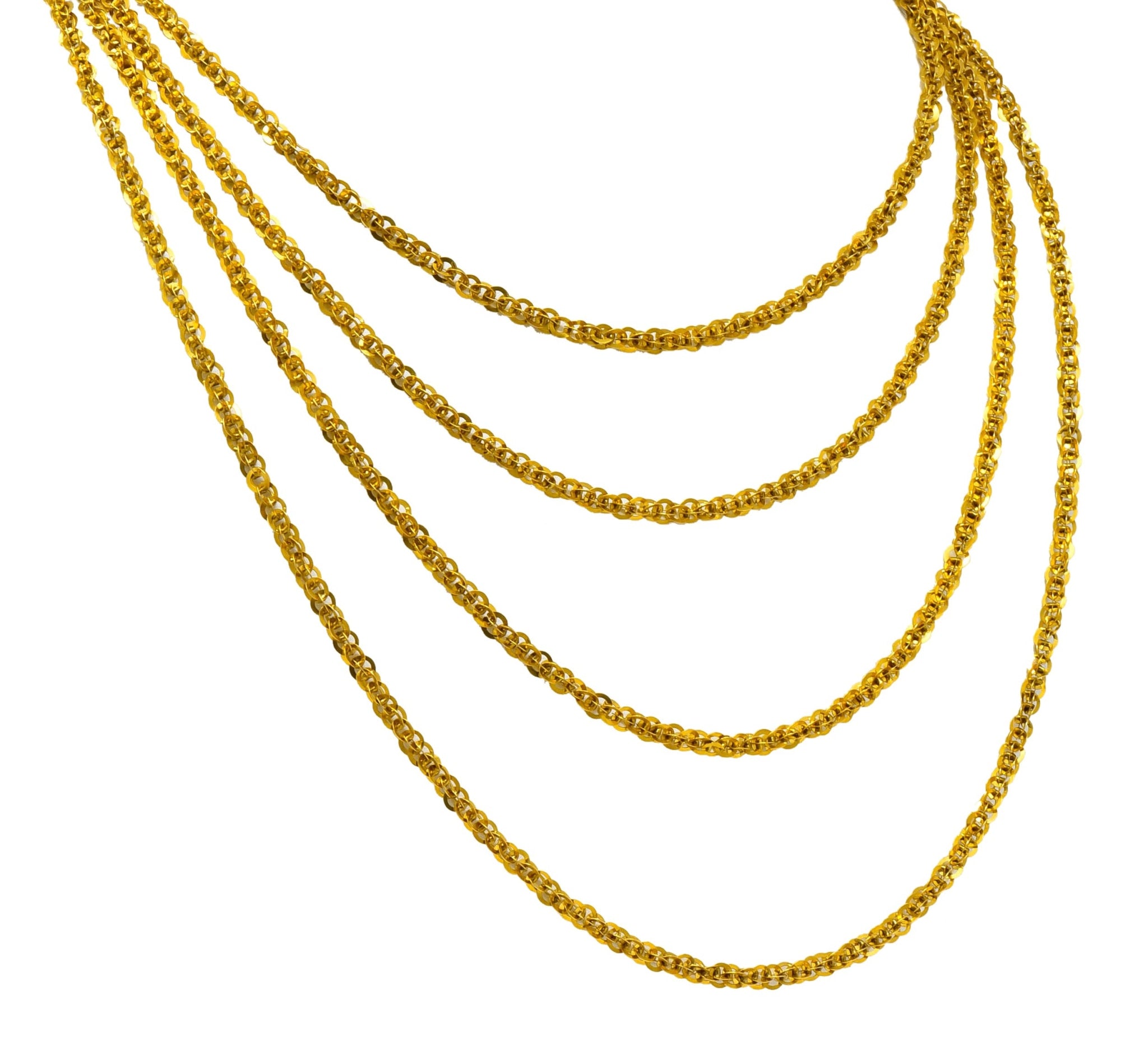 Continental Victorian 19 Karat Yellow Gold Spherical Long Chain - Wilson's Estate Jewelry