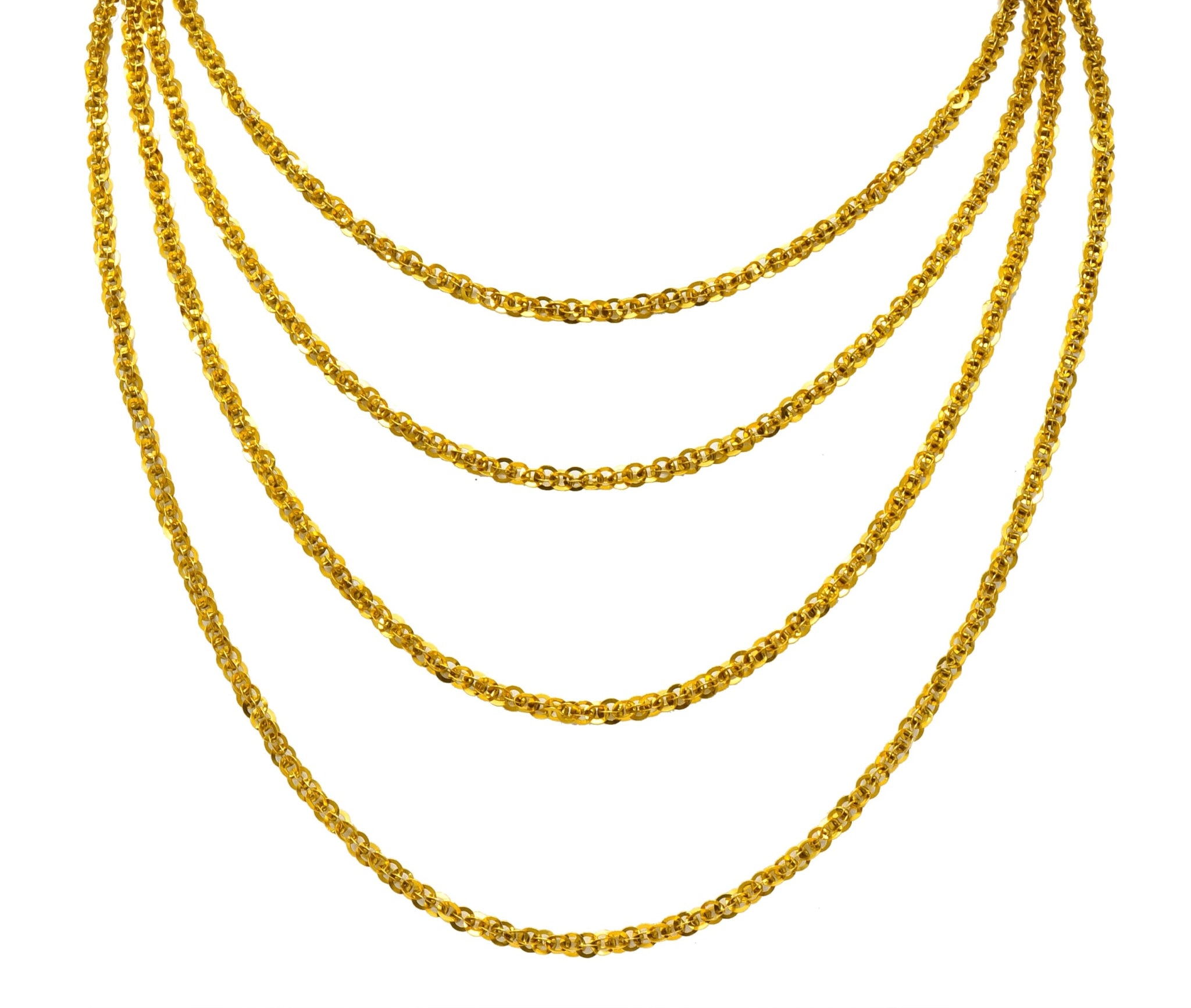 Continental Victorian 19 Karat Yellow Gold Spherical Long Chain - Wilson's Estate Jewelry