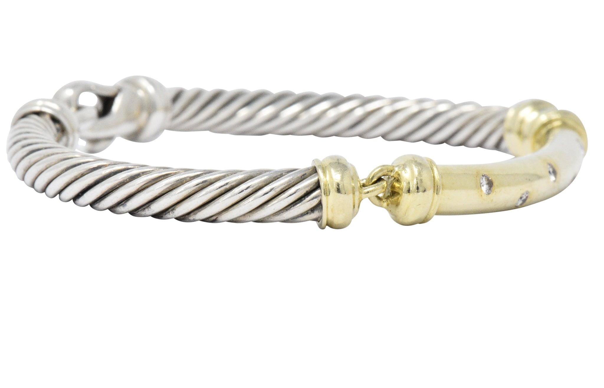 David Yurman 0.20 CTW Diamond Sterling Silver 14 Karat Gold Bracelet - Wilson's Estate Jewelry