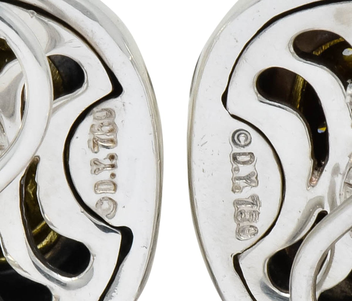 David Yurman 1.25 CTW Diamond Sterling Silver 18 Karat Gold Pave Earrings - Wilson's Estate Jewelry