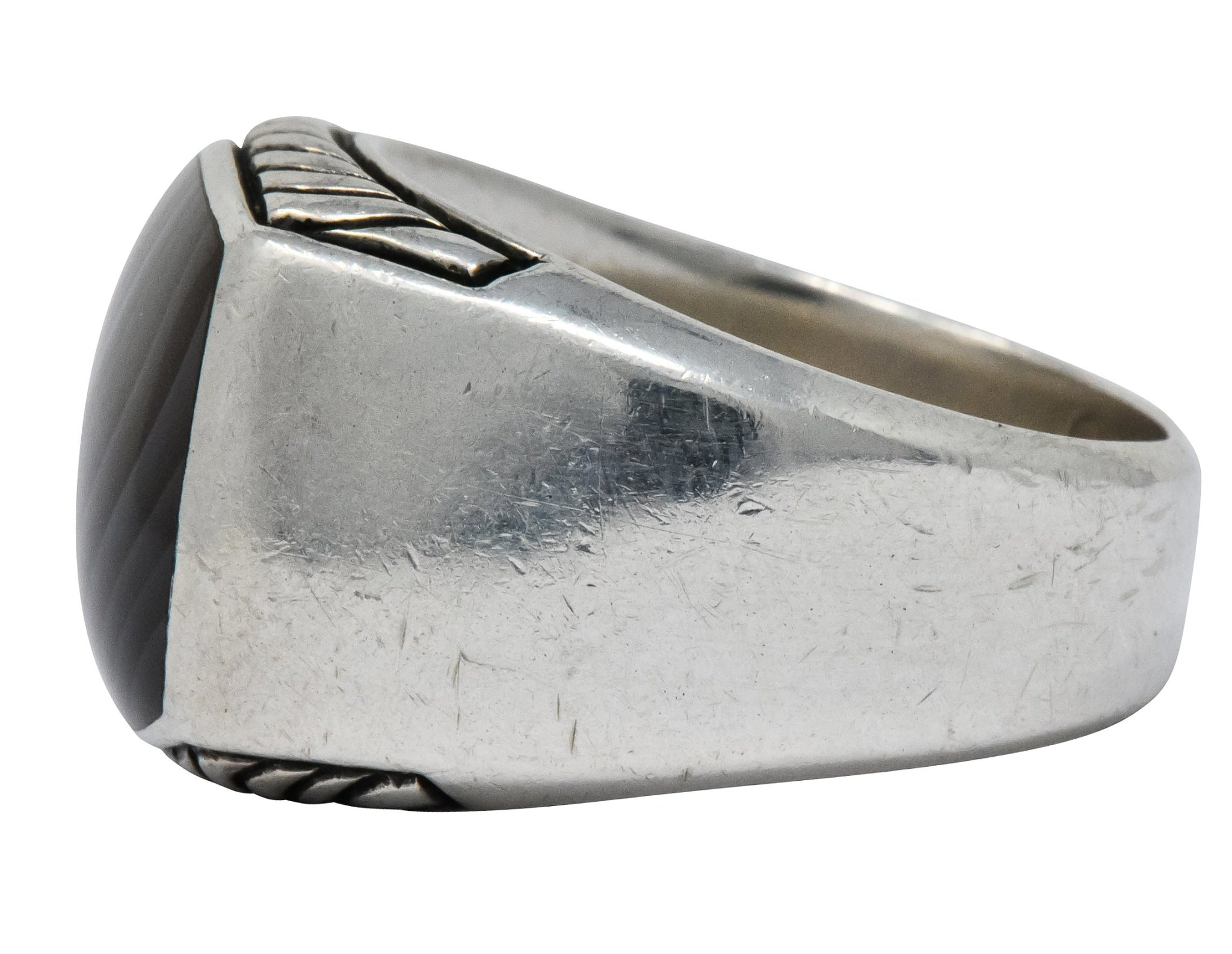 David Yurman Agate Sterling Silver Men's Exotic Stone Ring - Wilson's Estate Jewelry