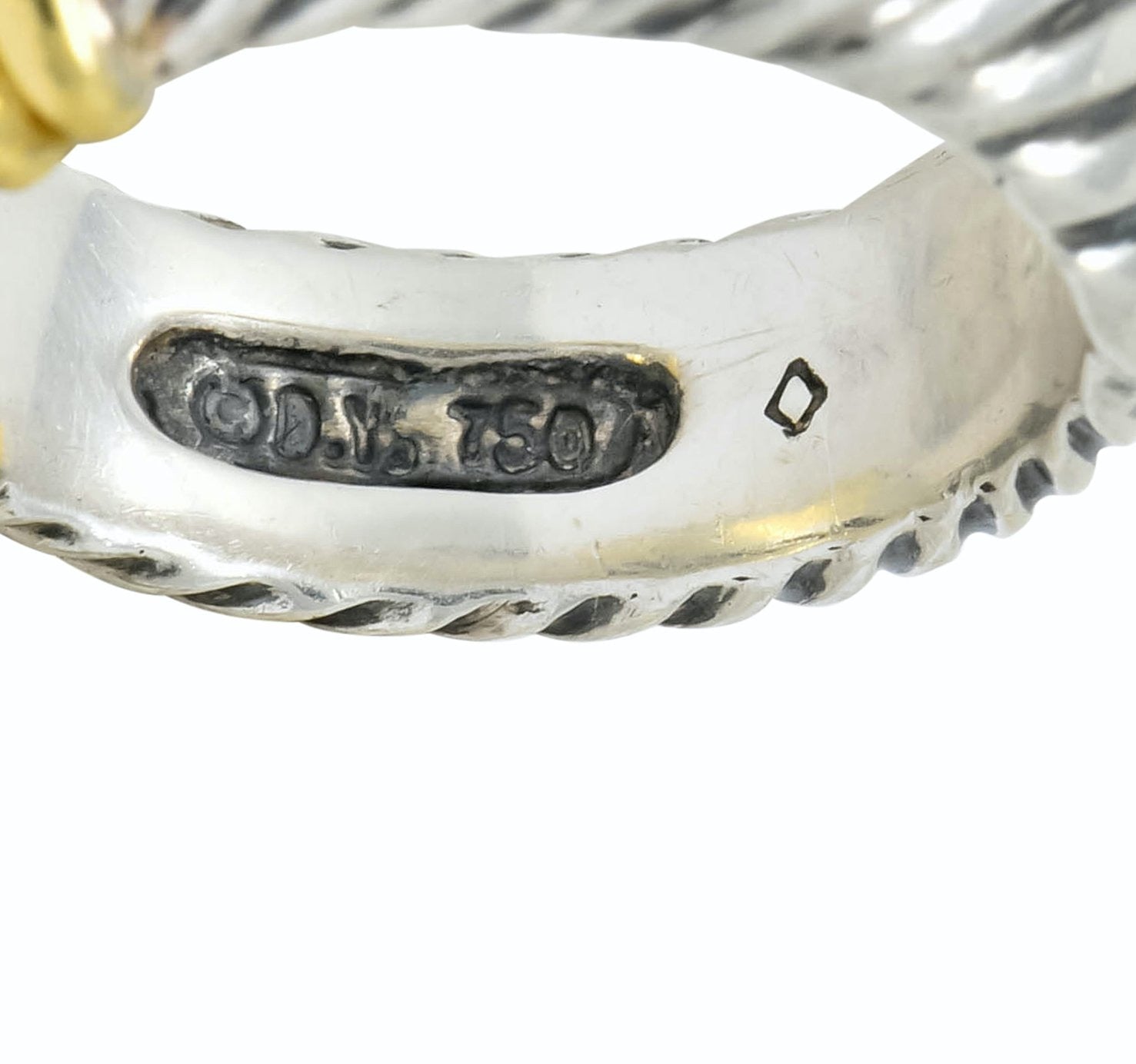 David Yurman Diamond 18 Karat Gold Sterling Silver Metro Ring - Wilson's Estate Jewelry