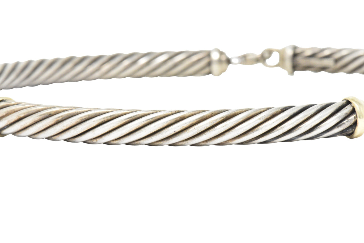 David Yurman Metro Sterling Silver 14 Karat Gold Cable Necklace Wilson's Estate Jewelry