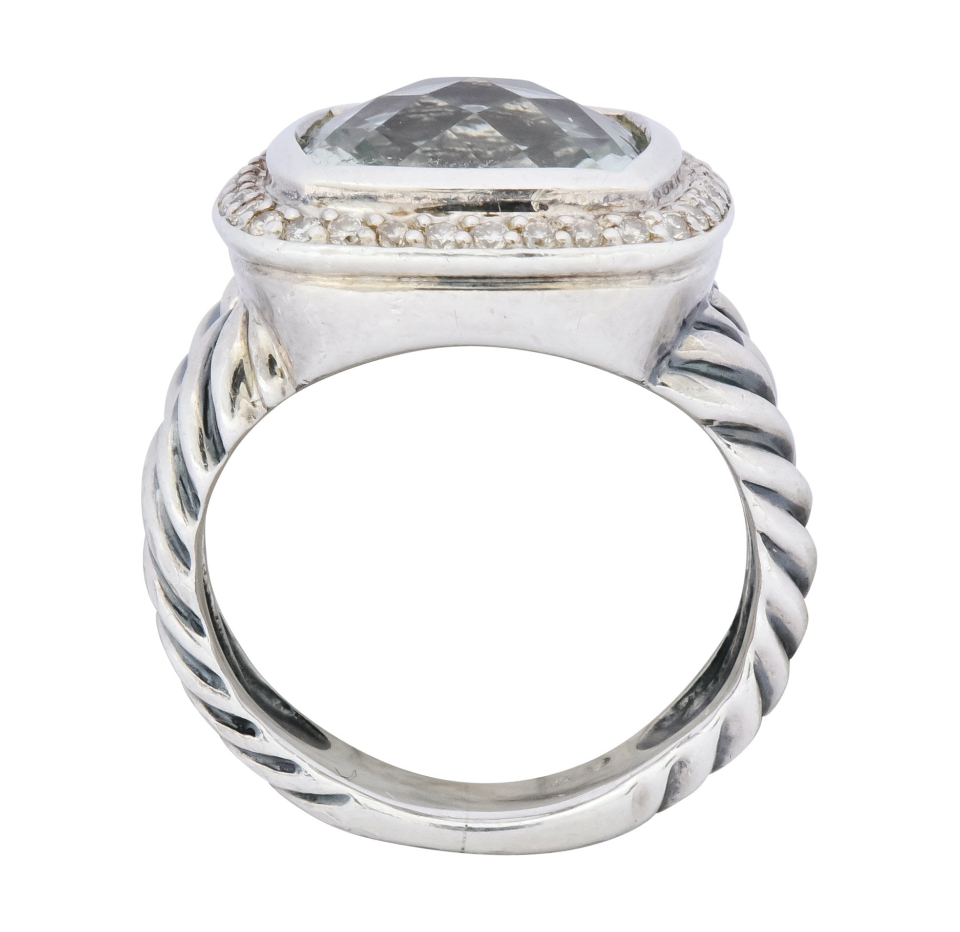 David Yurman Prasiolite Diamond Sterling Silver Albion Ring - Wilson's Estate Jewelry
