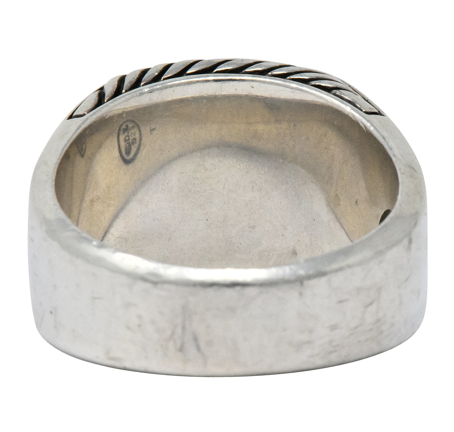 David Yurman Snowflake Obsidian Sterling Silver Men's Exotic Stone Ring - Wilson's Estate Jewelry