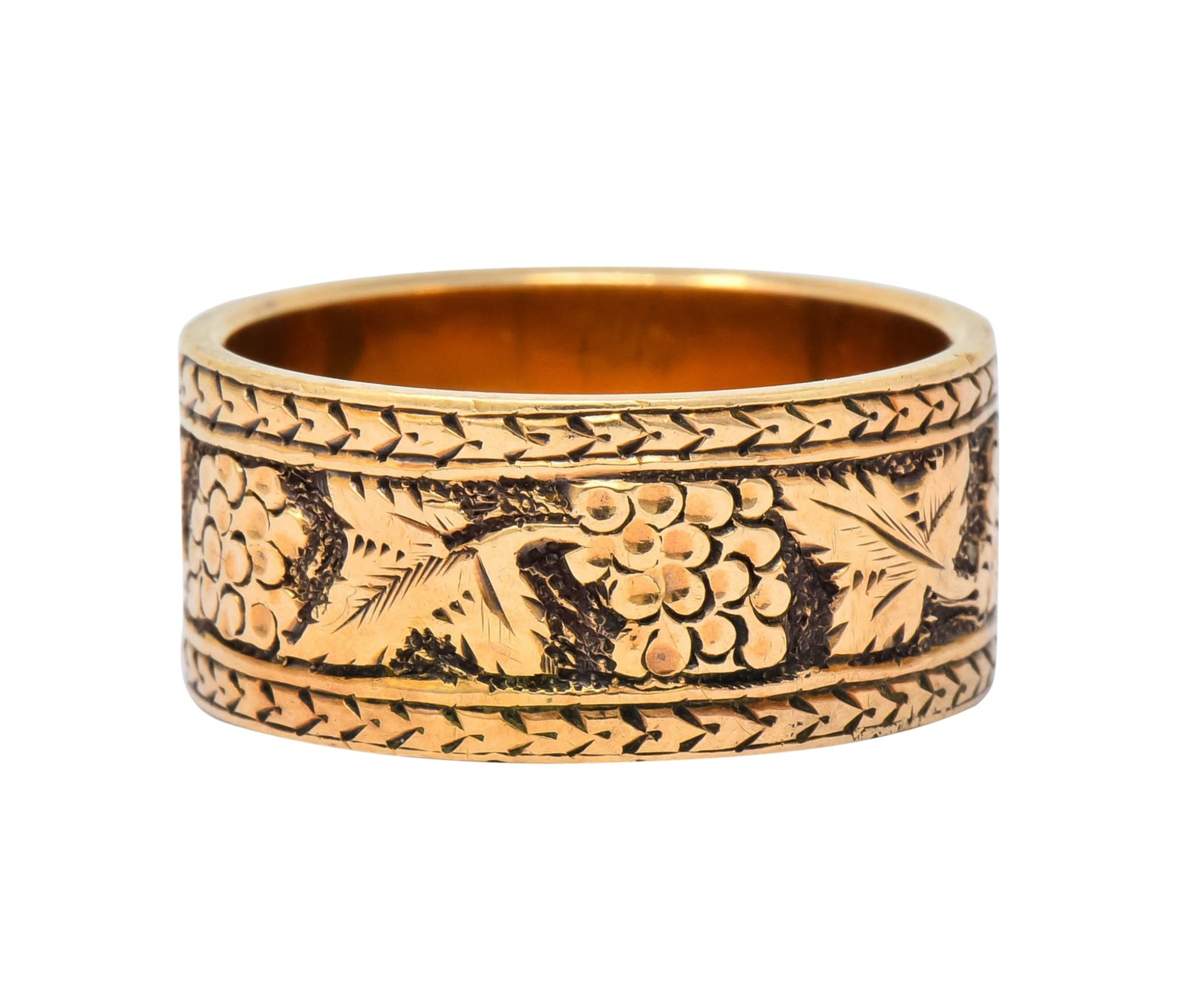 Detailed Victorian 14 Karat Gold Grapevine Band Ring Circa 1860 - Wilson's Estate Jewelry