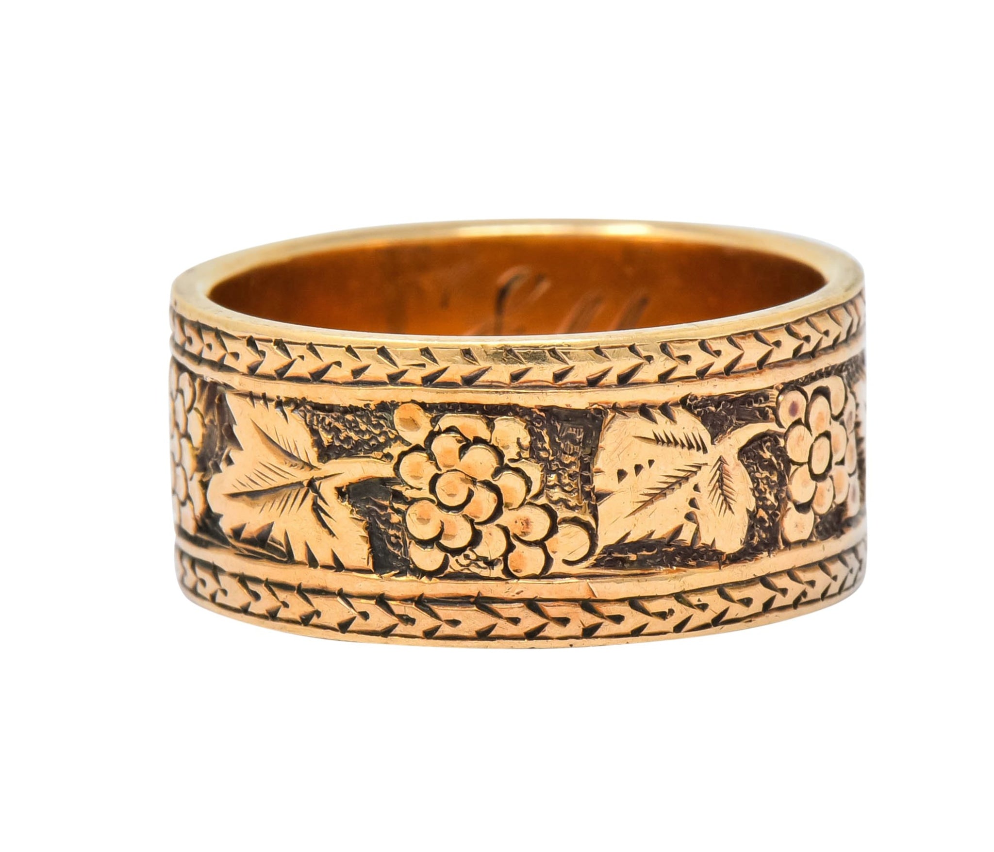 Detailed Victorian 14 Karat Gold Grapevine Band Ring Circa 1860 - Wilson's Estate Jewelry