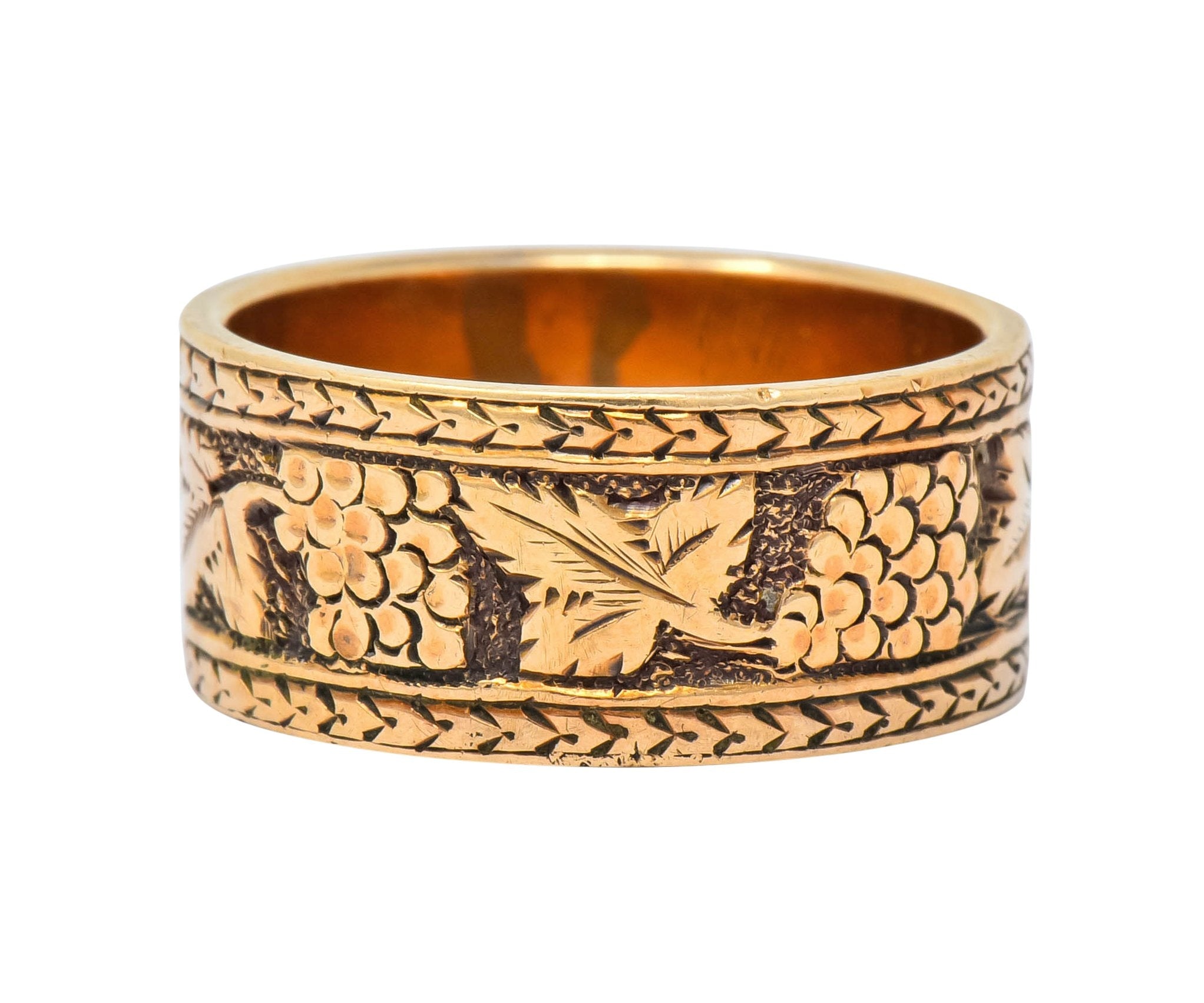 Detailed Victorian 14 Karat Gold Grapevine Band Ring Circa 1860 - Wilson's Estate Jewelry