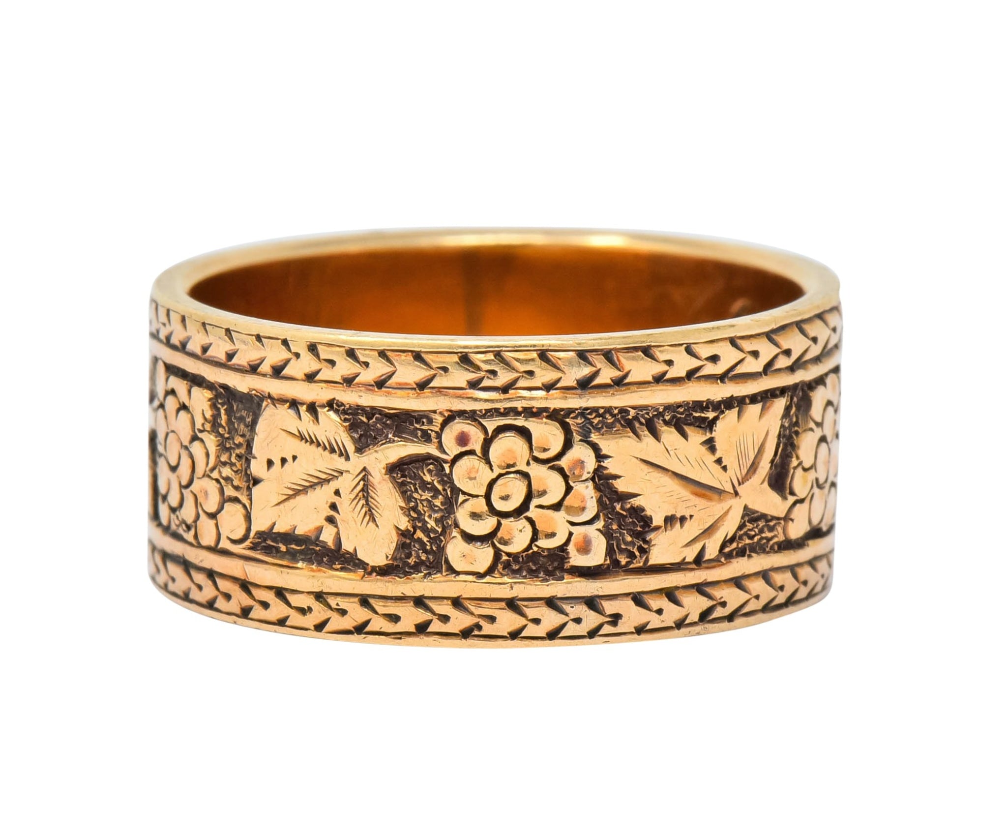 Detailed Victorian 14 Karat Gold Grapevine Band Ring Circa 1860 - Wilson's Estate Jewelry